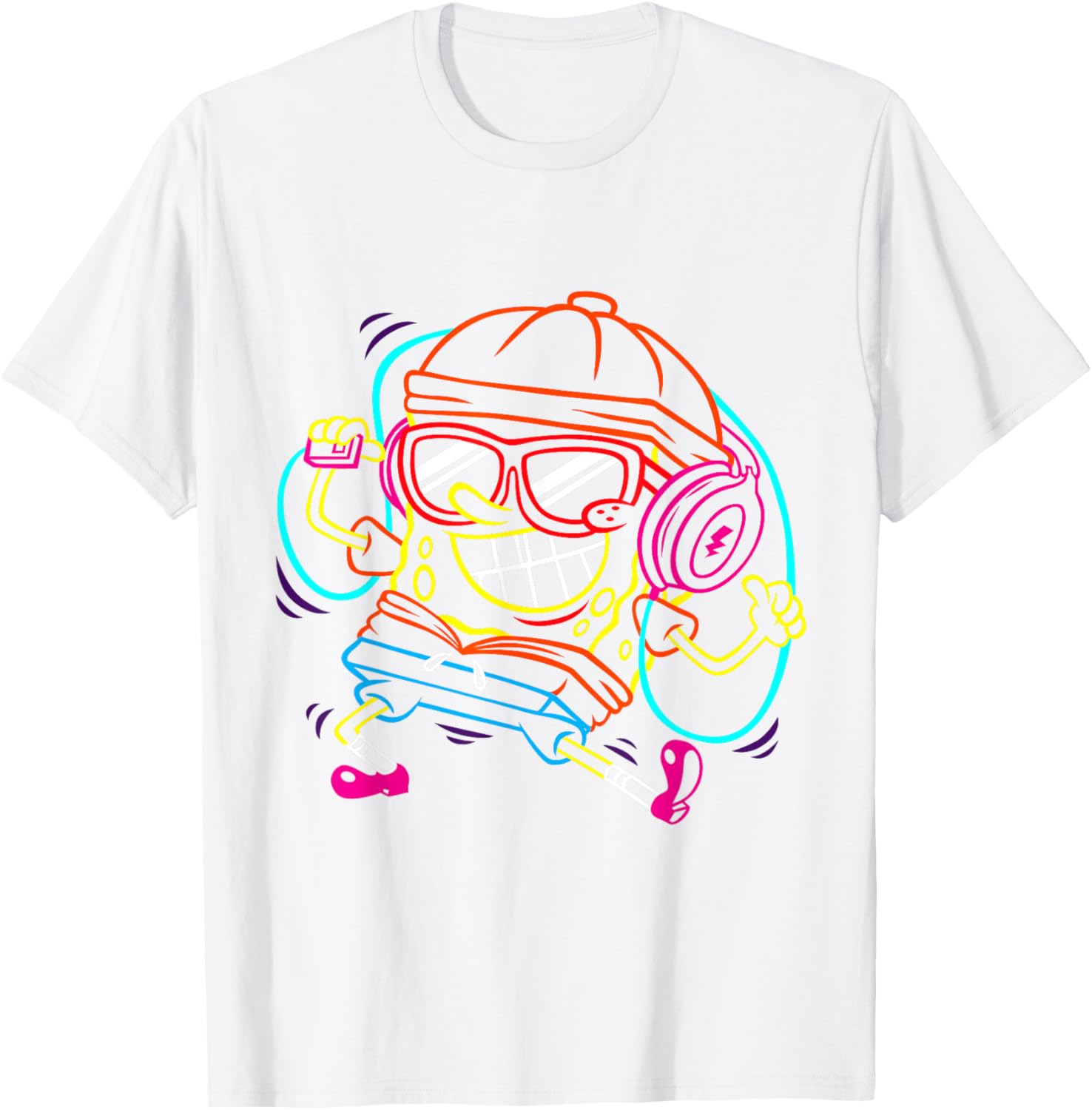 Mademark x SpongeBob Hip Hop Art Music Headset T-Shirt for Cool Style - 4