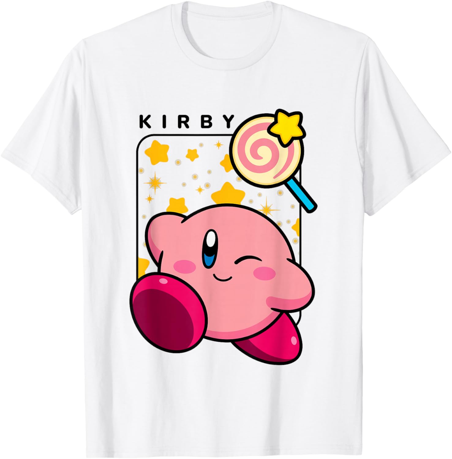 Cute Kirby Lollipop Stars Graphic T-Shirt for Nintendo Fans - 7