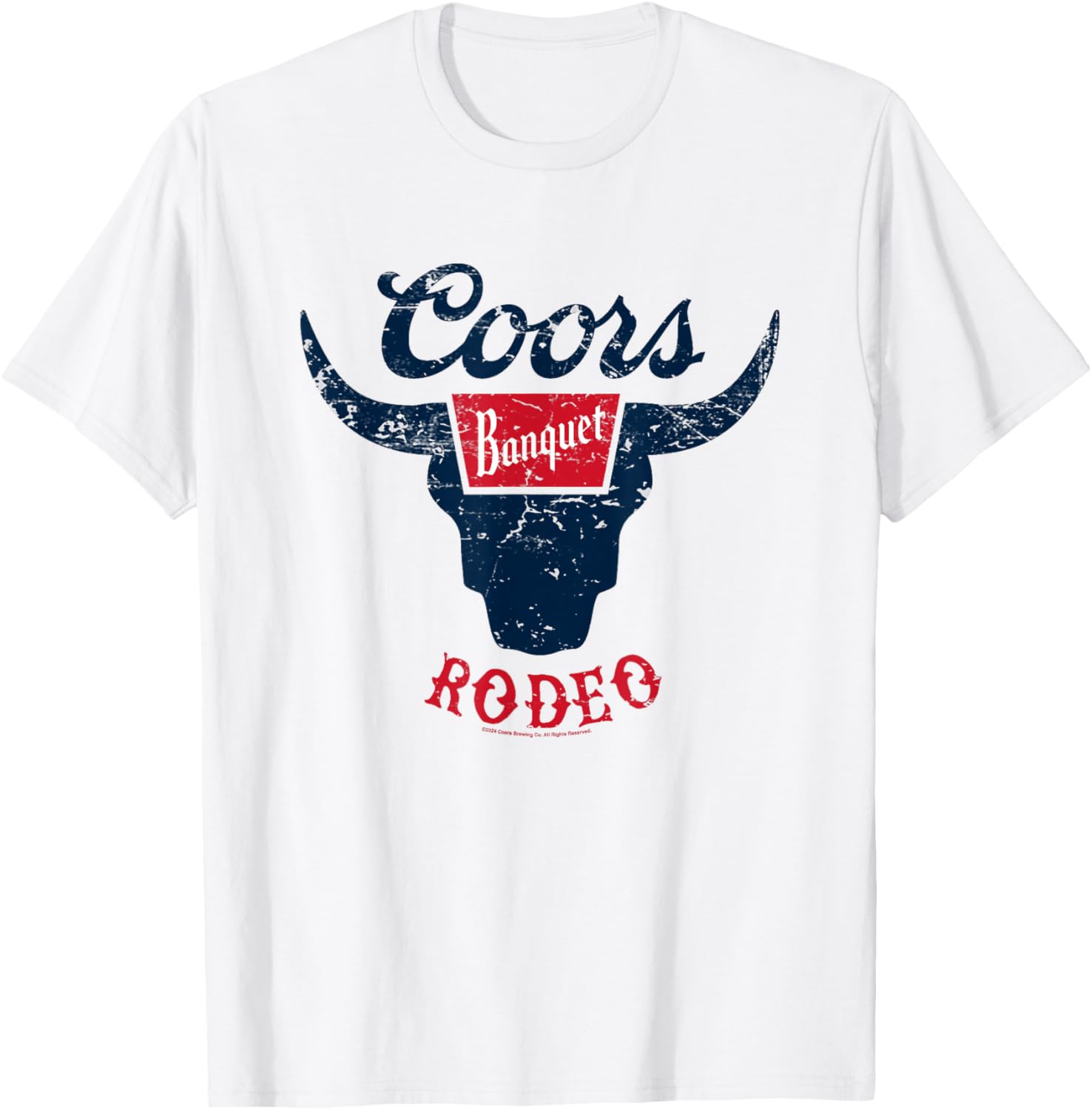 Coors Banquet Rodeo Bull Horns Distressed Badge T-Shirt for Fans - 4
