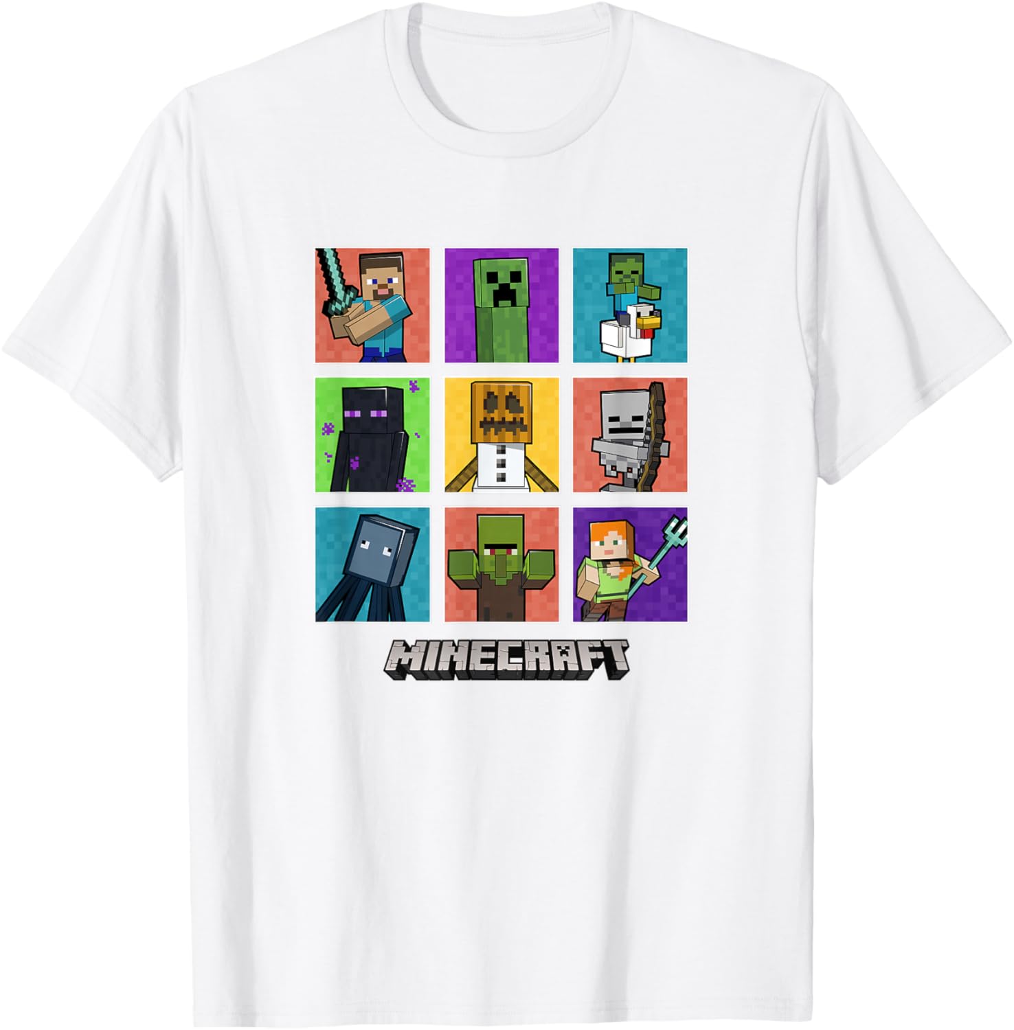 Minecraft Group Shot Colored Box Up T-Shirt for Fans and Gamers - 5
