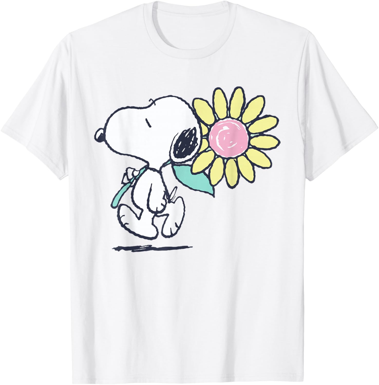 Snoopy Pink Daisy Flower T-Shirt for Fun Peanuts Fans and Fashion Lovers - 10