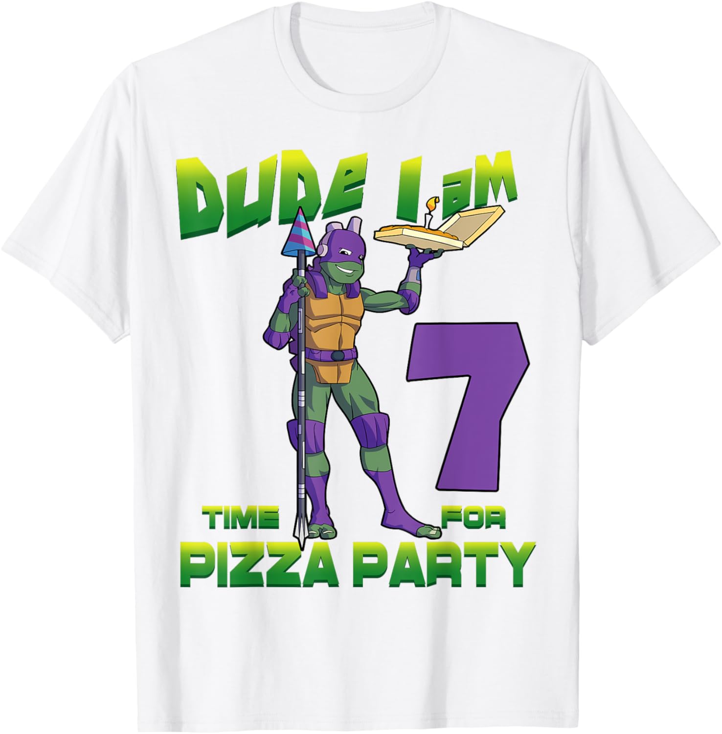 Cool TMNT Donatello Pizza Birthday Party T-Shirt for 7 Year Old Boys - 18