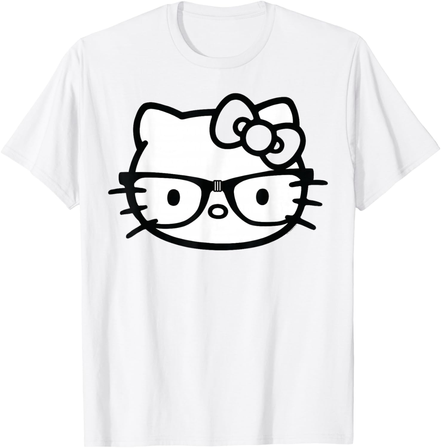 Hello Kitty Black and White Nerd Glasses T-Shirt for Fun Fashion Lovers - 6