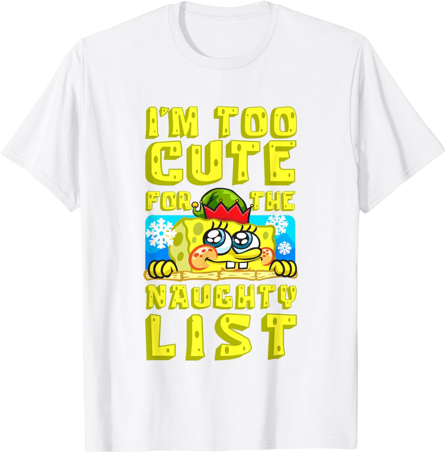 SpongeBob Christmas I'm Too Cute for the Naughty List T-Shirt Gift - 8