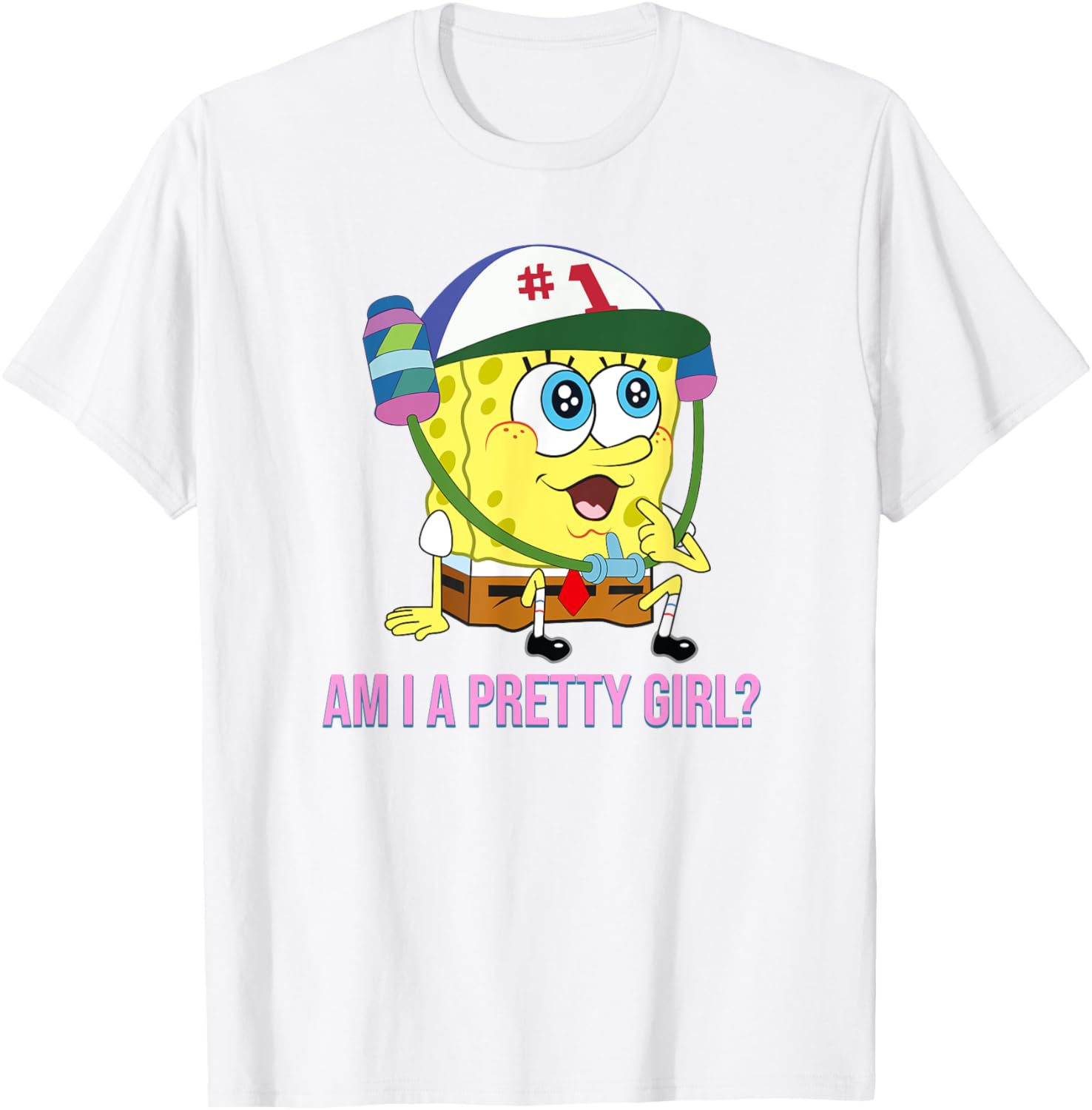 Cute SpongeBob SquarePants Am I a Pretty Girl T-Shirt for Fun Fashion - 10