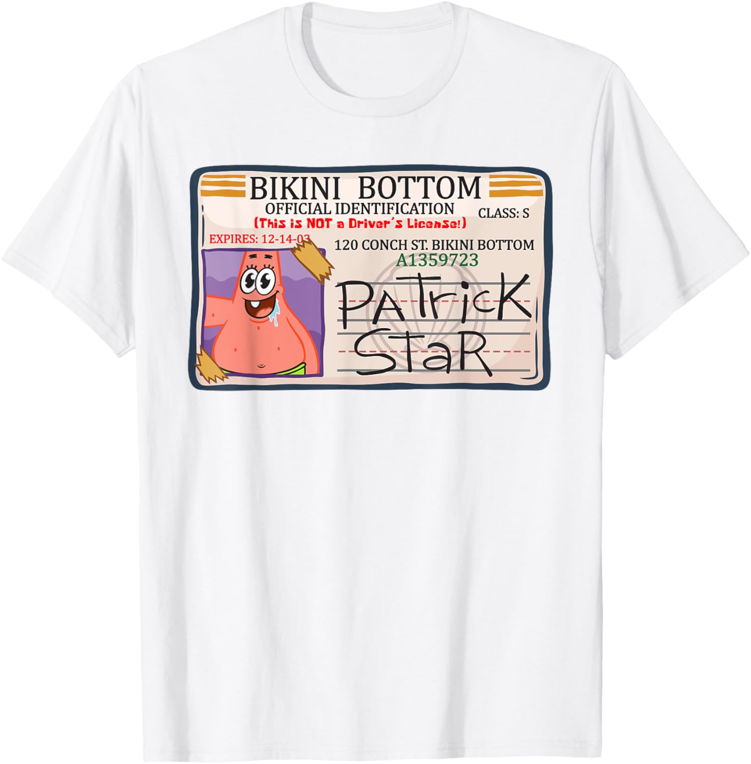 Mademark x SpongeBob Bikini Bottom Patrick Star Driving License T-Shirt - 11