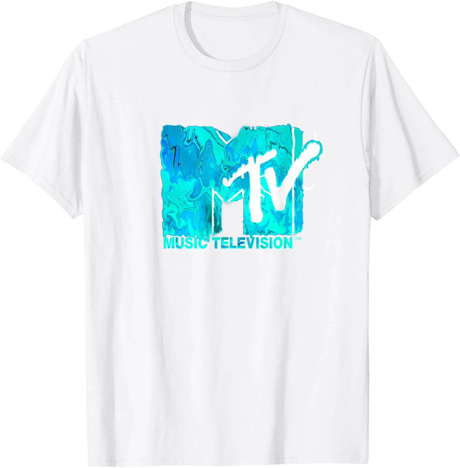 Mademark x MTV Green Blue Liquid Flow Logo T-Shirt for Trendy Style - 6