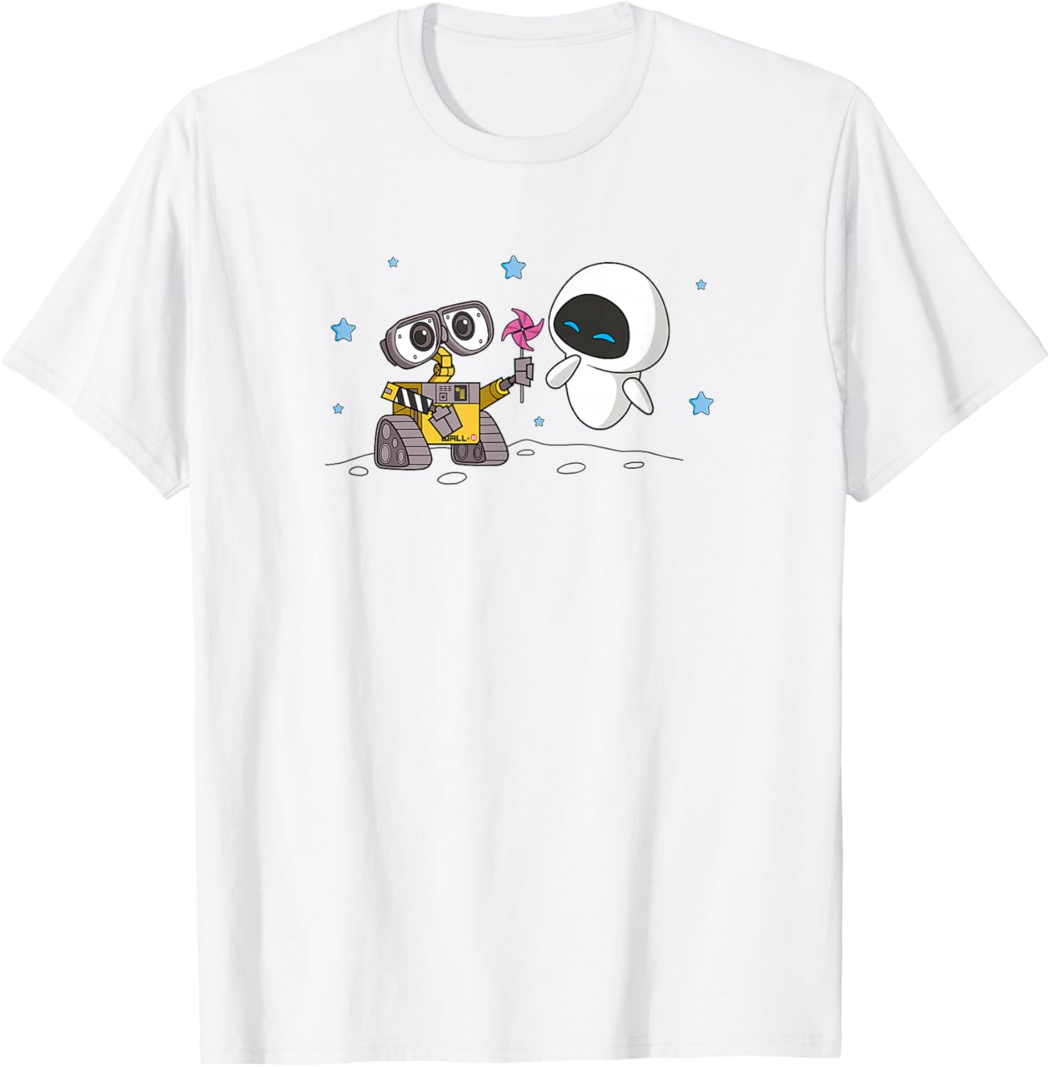 Disney Wall-E and Eve Moonscape Pinwheel T-Shirt for Fans and Collectors - 7