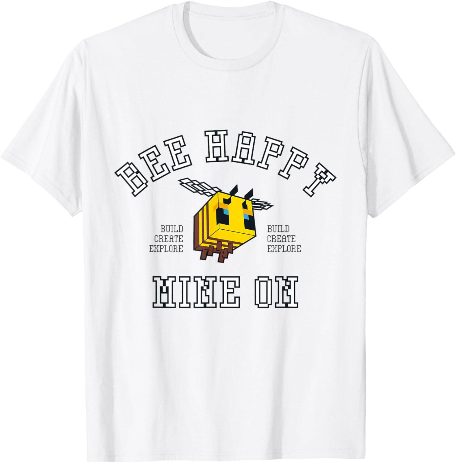 Minecraft Bee Happy T-Shirt for Gamers - Build Explore Create Fun Apparel - 2