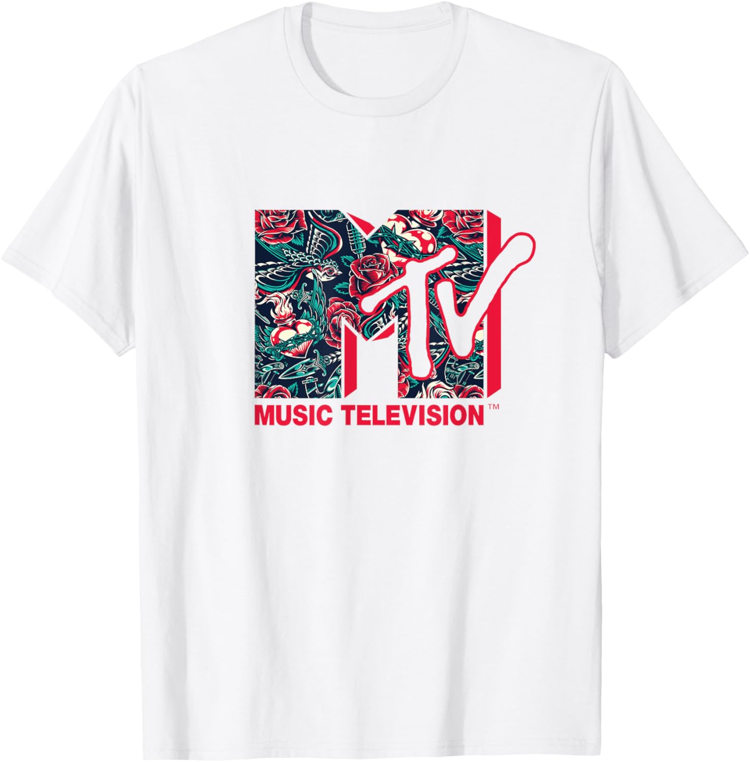 Mademark x MTV Official Logo Roses Tattoo Style T-Shirt for Fans - 17