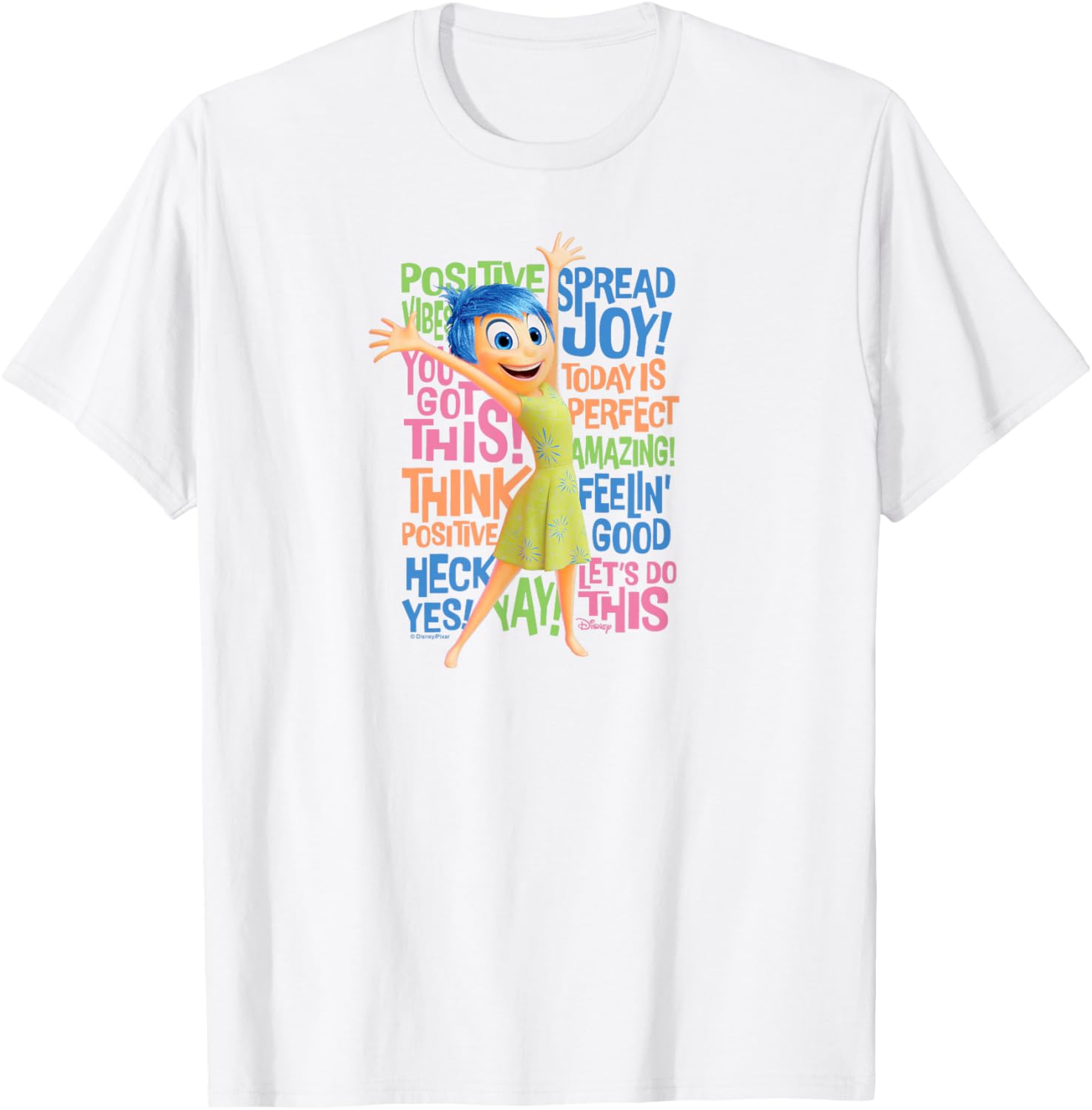 Joy Character Positive Words T-Shirt from Inside Out 2 for All Ages - 9