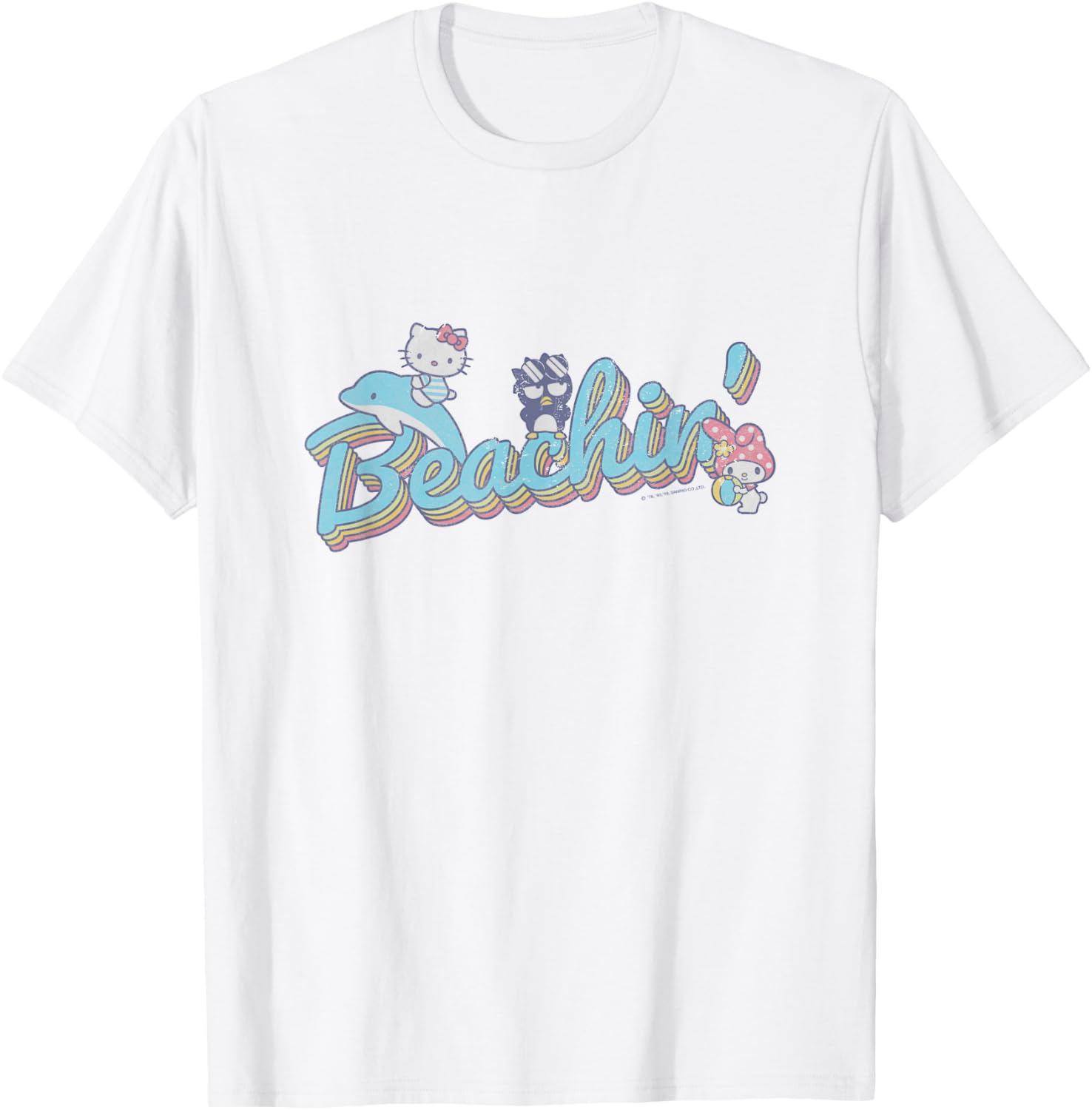 Hello Kitty My Melody Badtz-Maru Summer Vibes T-Shirt for Fun Beach Days - 4