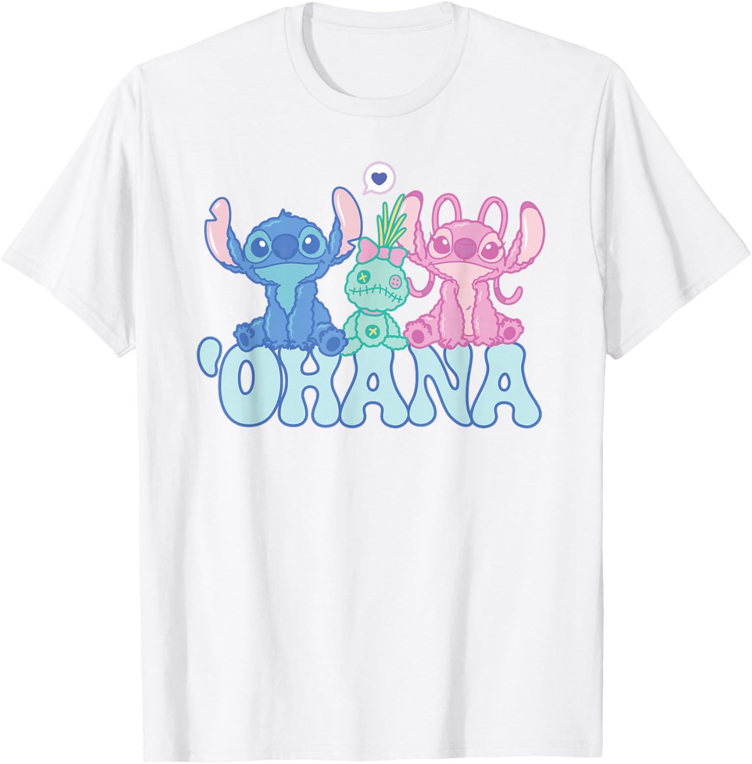 Cute Disney Stitch Ohana T-Shirt with Angel and Scrump for Kids and Adults - 15