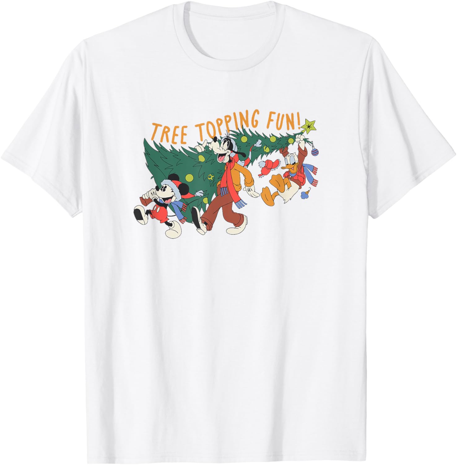 Mickey Mouse Goofy Donald Christmas Tree Topping T-Shirt for Men - 7