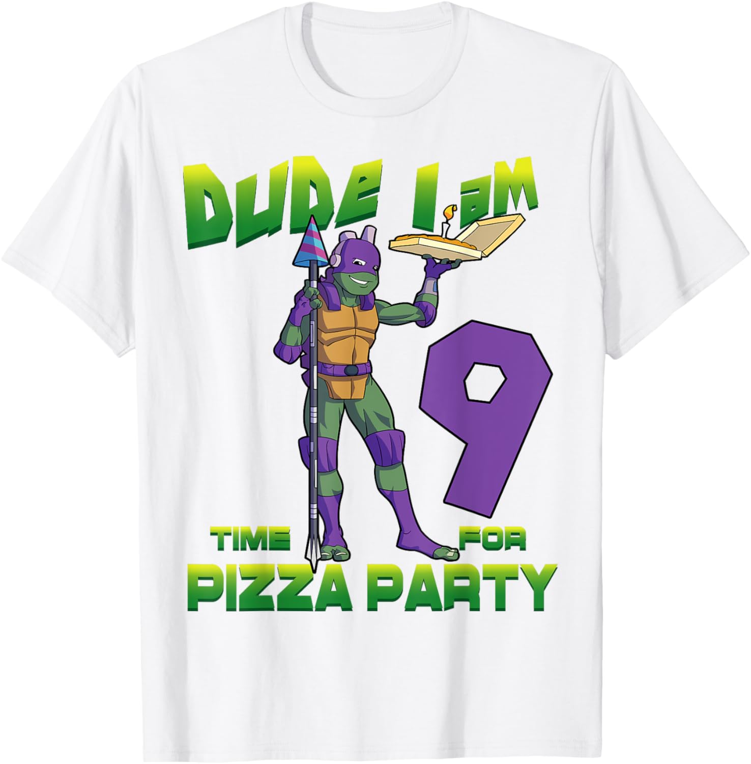 TMNT Birthday T-Shirt for Kids - Dude I am 9 Years Old Donnie Style - 5