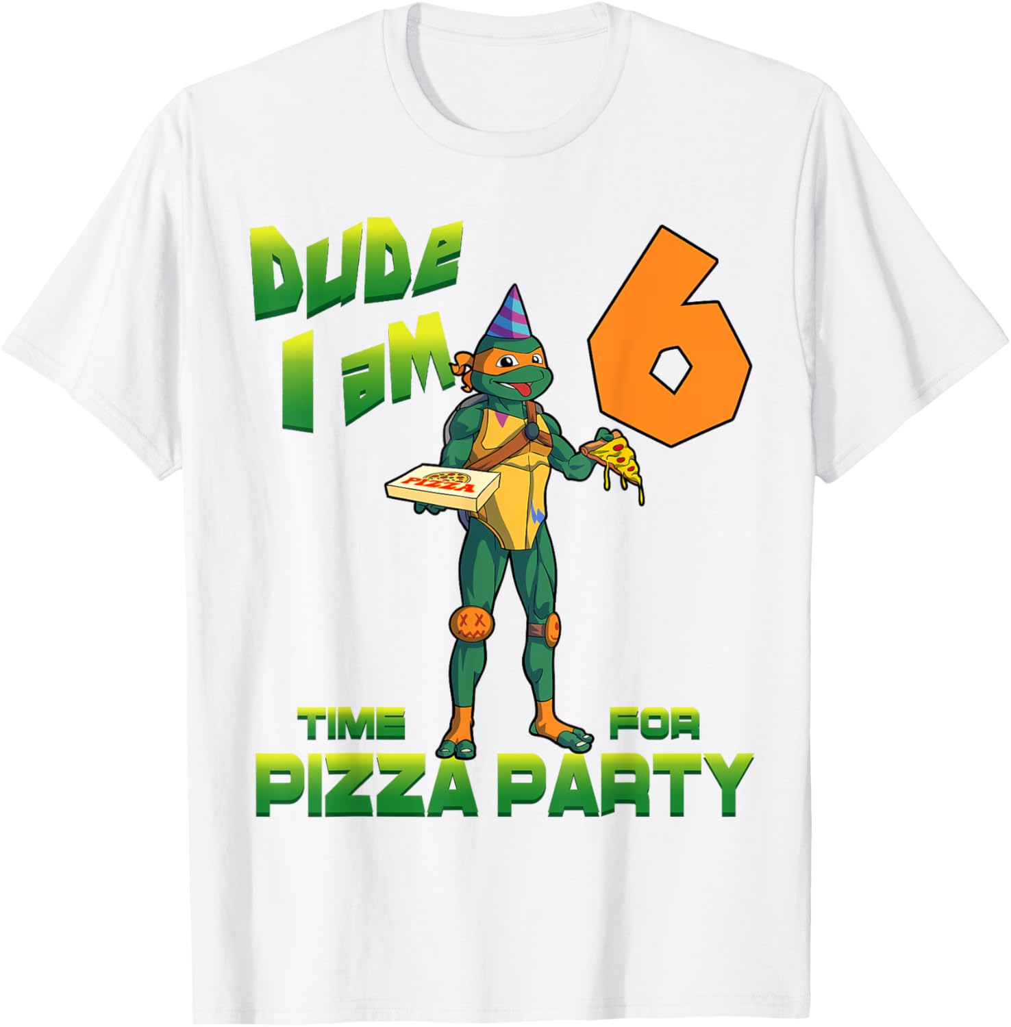 Mademark TMNT Michelangelo Pizza Birthday T-Shirt for 6 Year Olds - 25