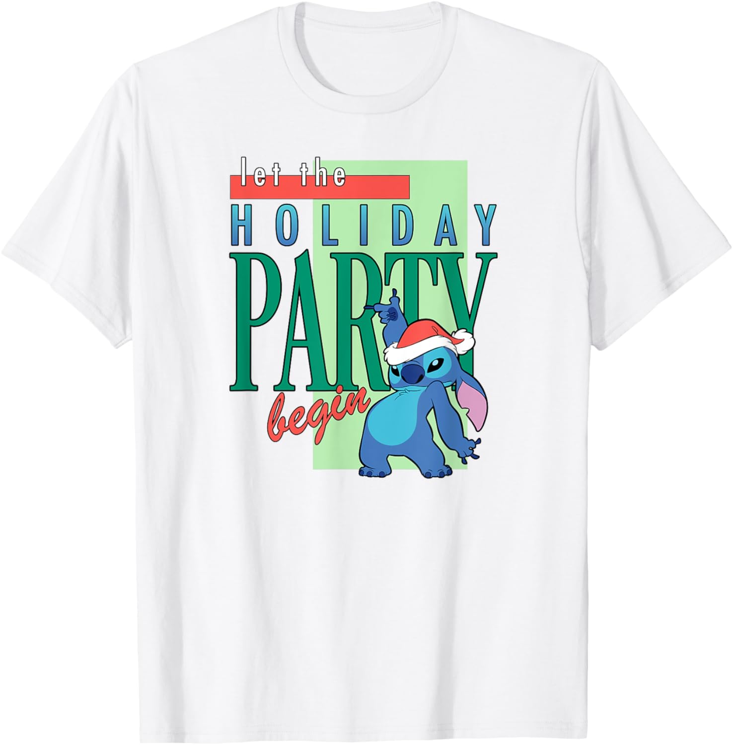 Festive Amazon Essentials Stitch Santa Let The Holiday Party Begin T-Shirt - 2