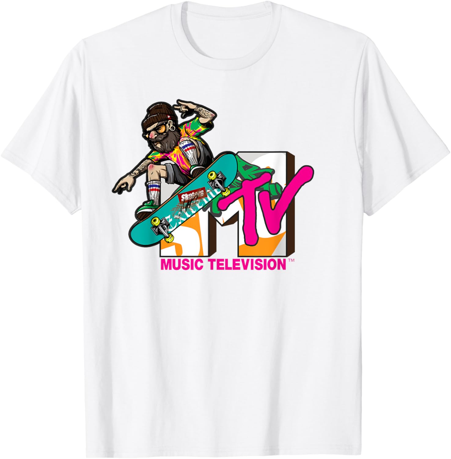 Mademark x MTV Hipster Skater T-Shirt - Trendy Logo Graphic Tee - 3