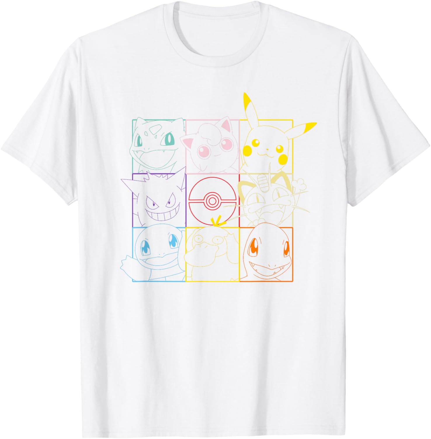 Pokemon Adult Unisex Black Grid T-Shirt for Casual Style Fun - 11