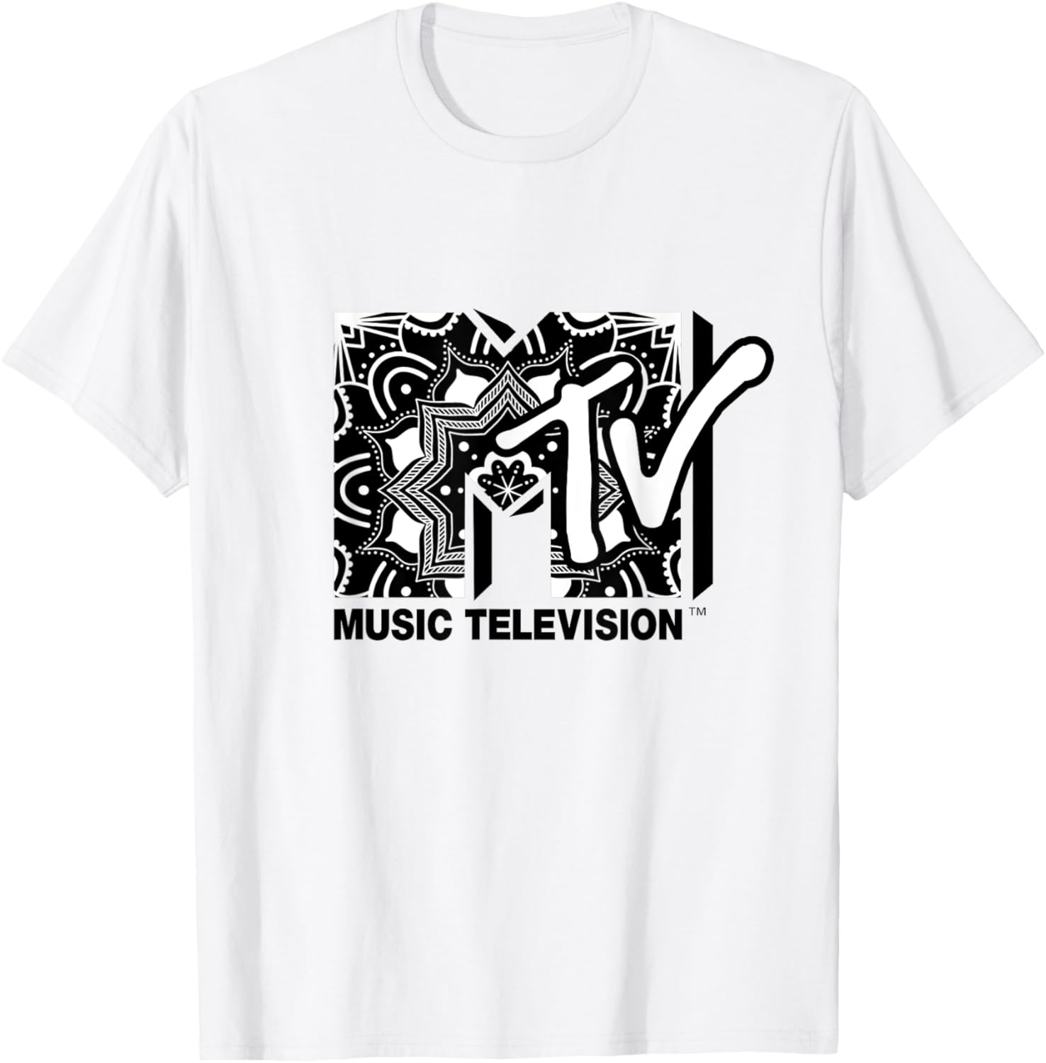 Mademark x MTV Mandala Black and White Logo T-Shirt for Trendy Style - 19