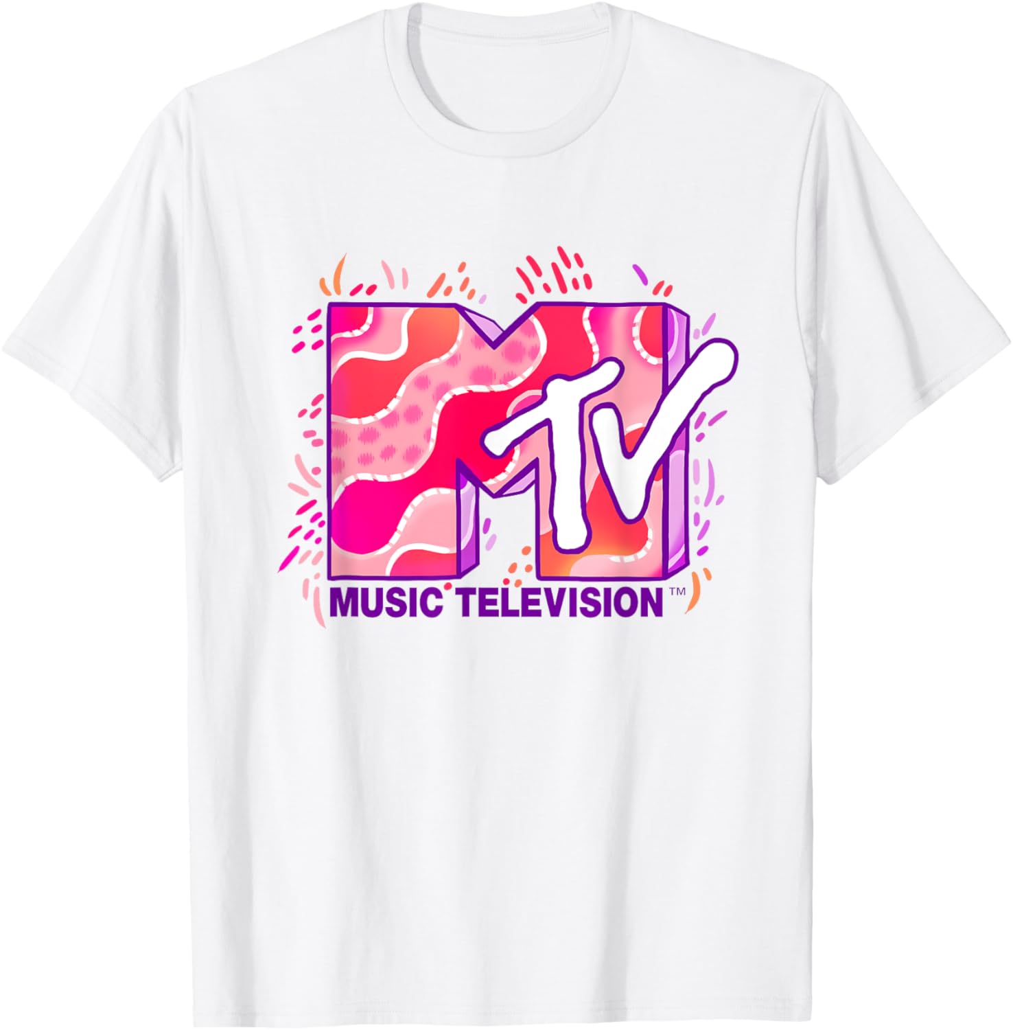 Mademark x MTV Funky Pink and Purple Waves Logo T-Shirt for Cool Style - 6