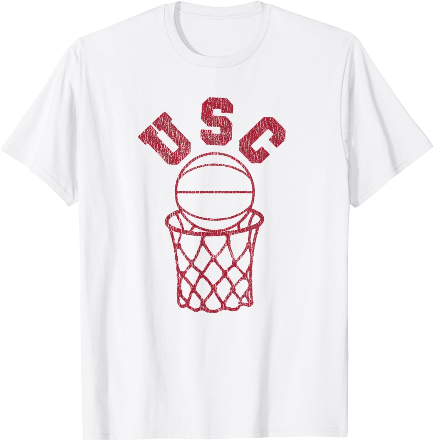 USC Basketball Trojans Distressed Retro 80s Style Hoop T-Shirt for Fans - 5