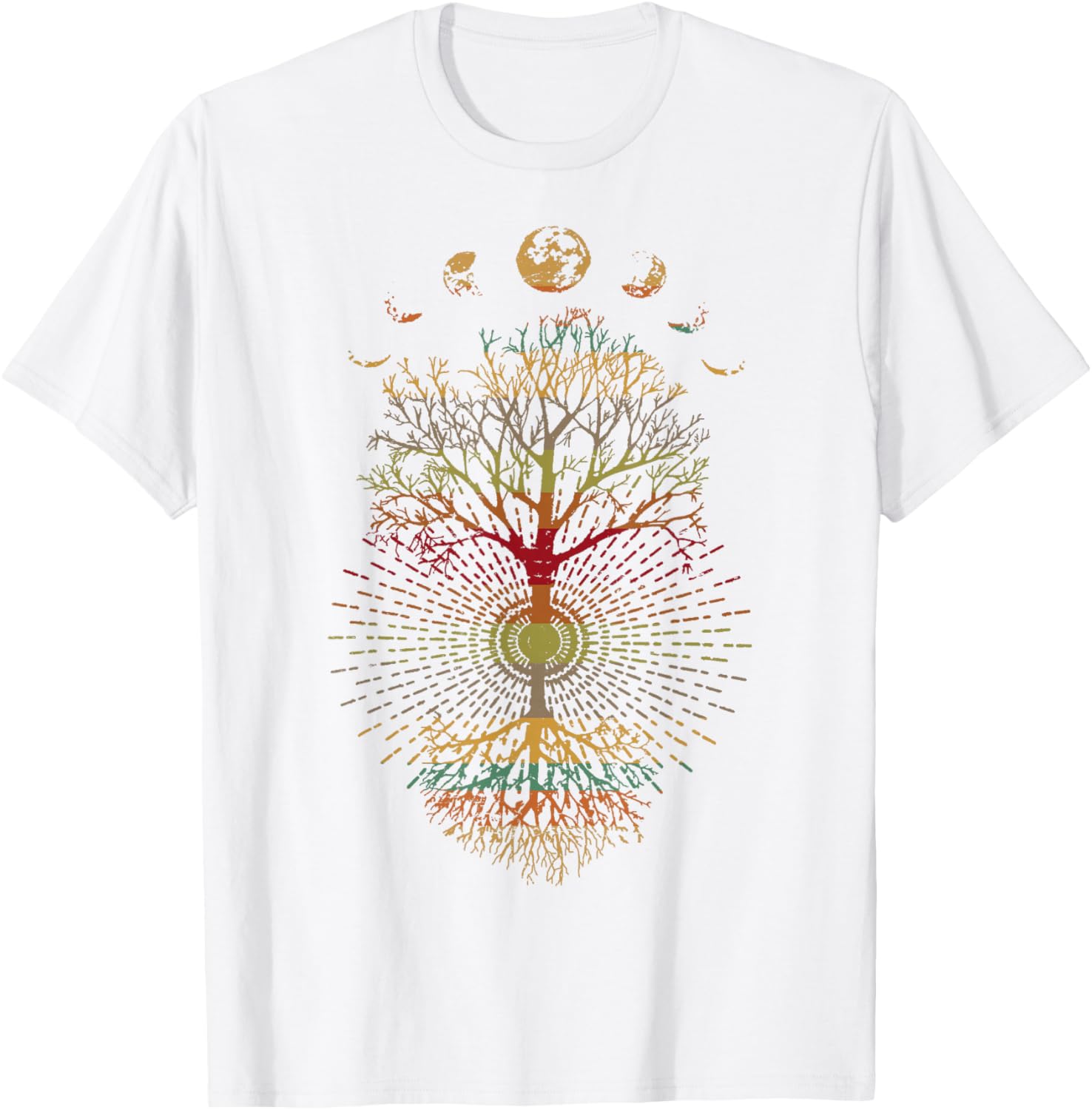 Phases of the Moon Retro Tree of Life T-Shirt 60s 70s Vibe - 12