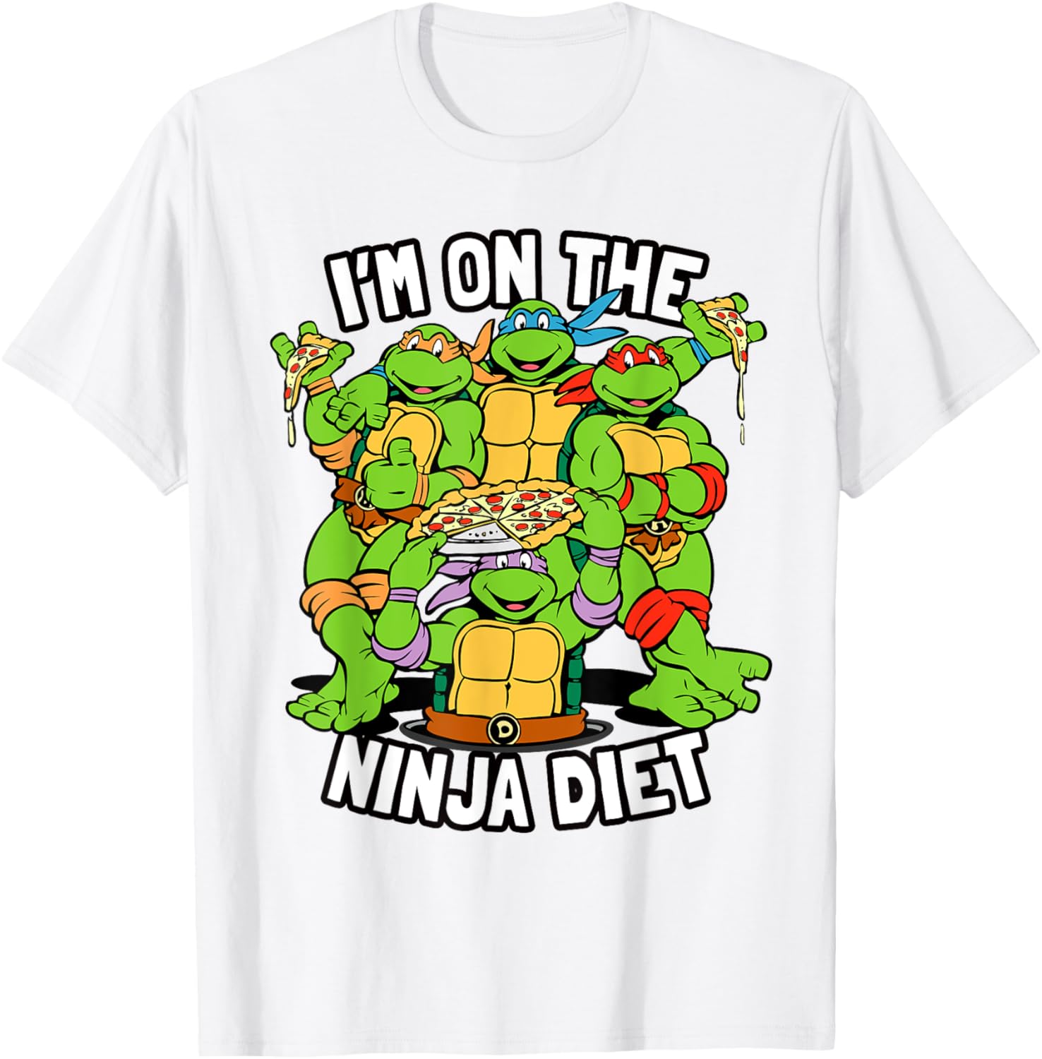 Mademark TMNT Pizza T-Shirt I'm on the Ninja Diet Fun Graphic Tee - 4