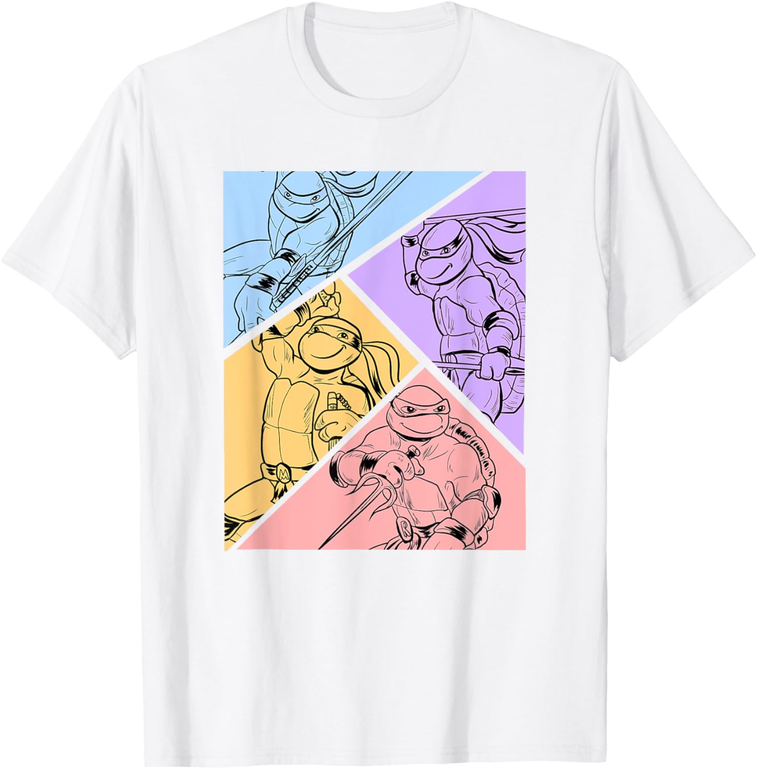 Mademark TMNT Pastel T-Shirt Featuring Turtles in Ink Design - 2