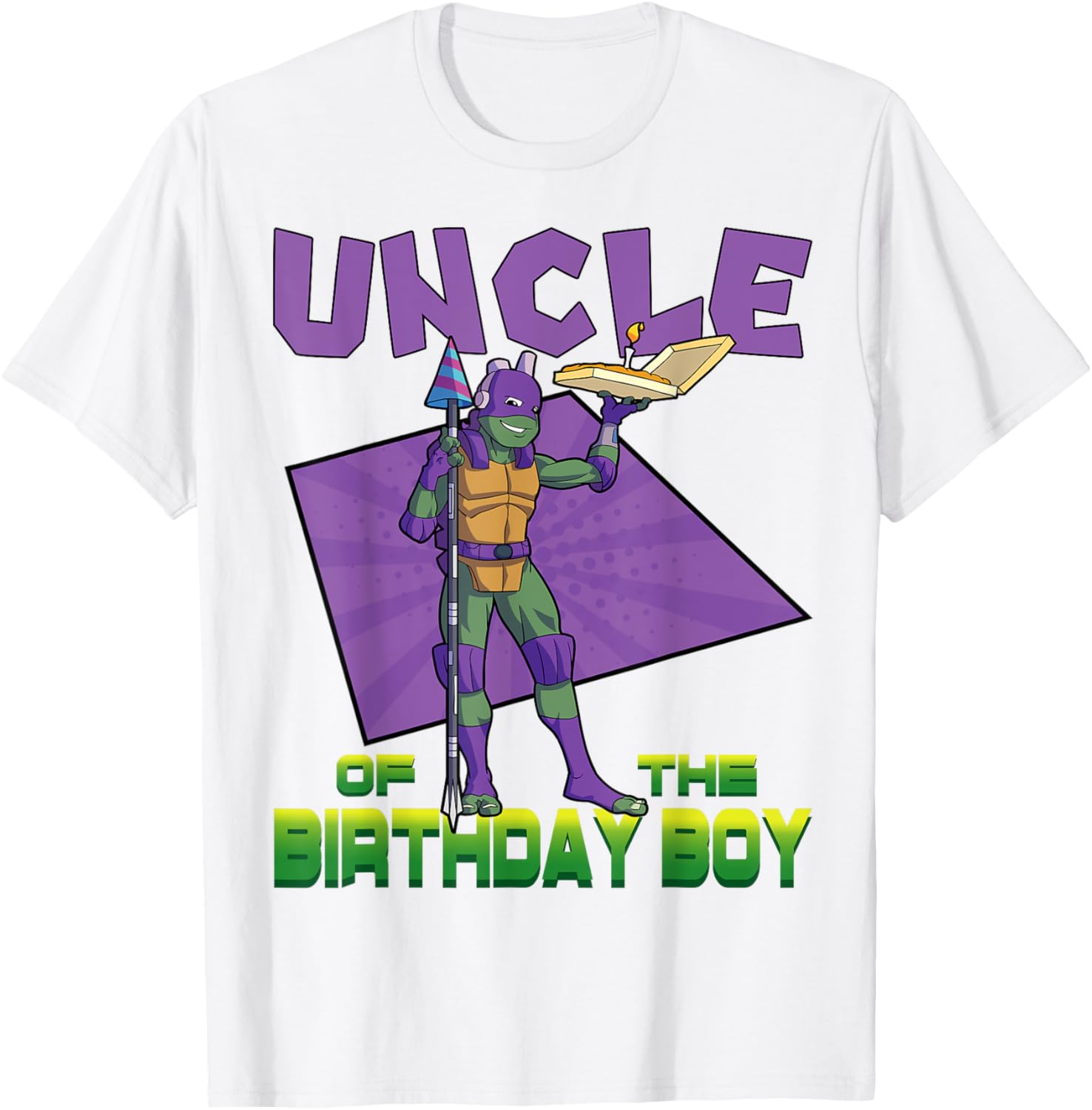 Mademark TMNT Donnie Uncle Birthday Boy Pizza Party T-Shirt for Kids - 10