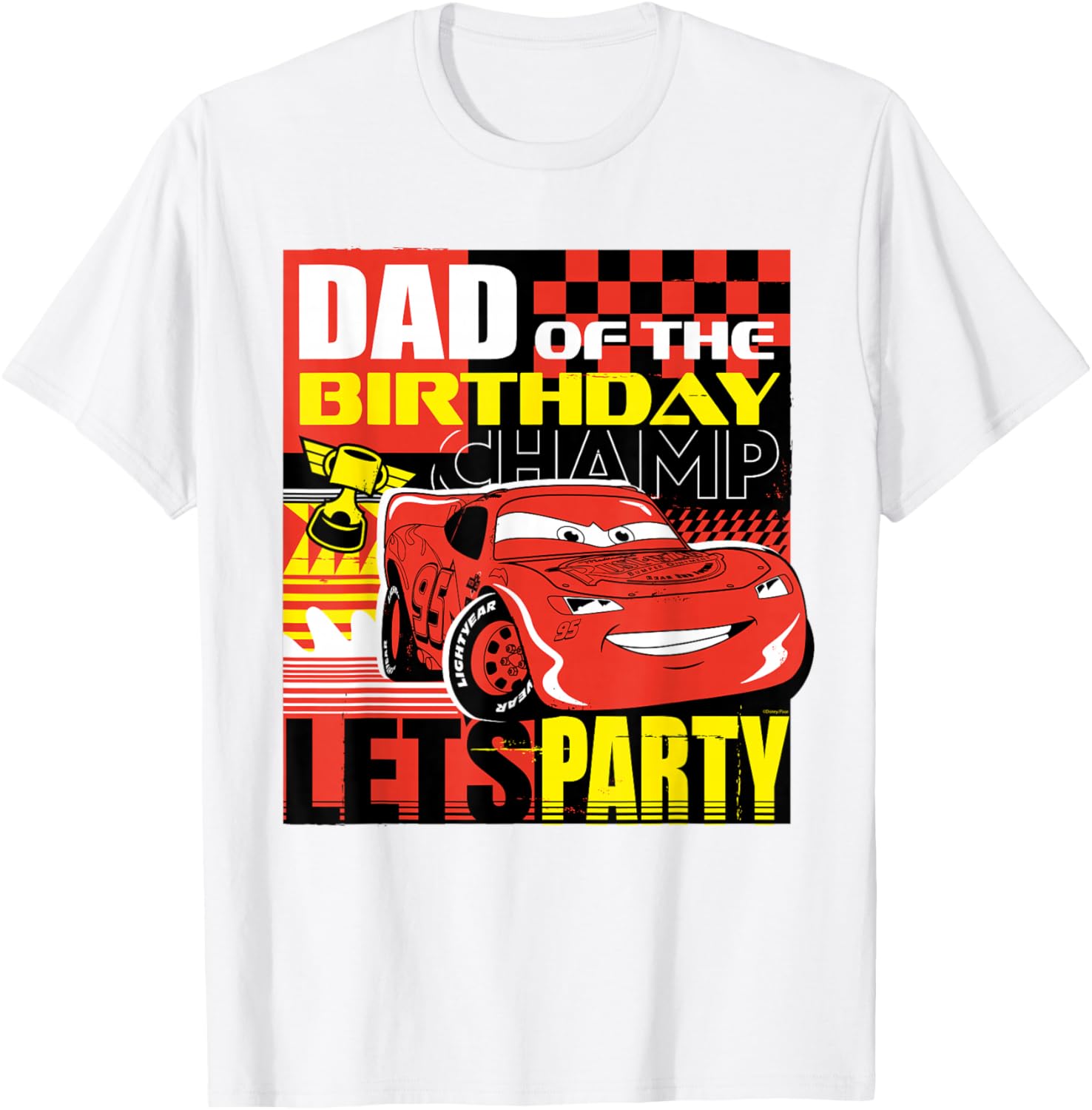 Disney Pixar Cars Dad of the Birthday Champ T-Shirt Fun Party Wear - 1