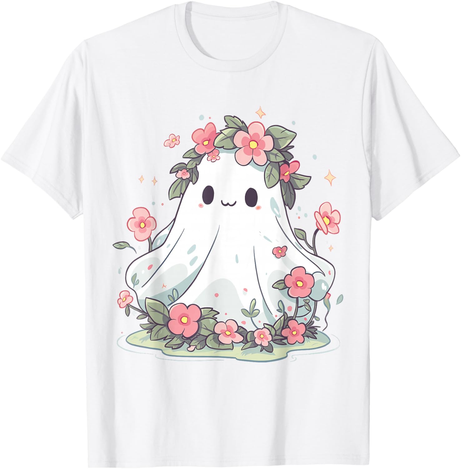 Floral Ghost Halloween Shirt for Girls and Women – Fun Costume T-Shirt - 3