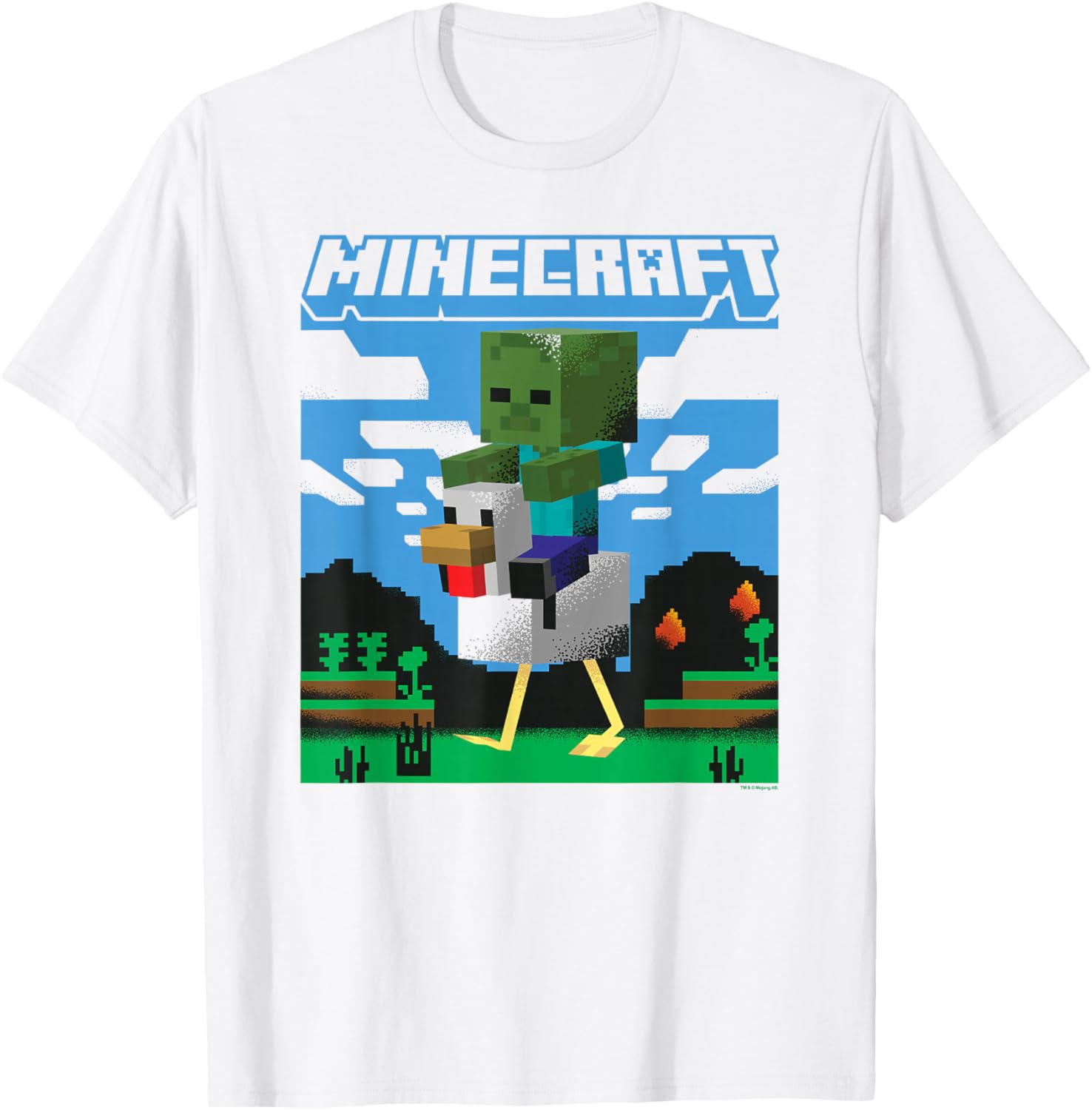 Minecraft Chicken Jockey Day Walk Poster T-Shirt for Gamers and Fans - 6