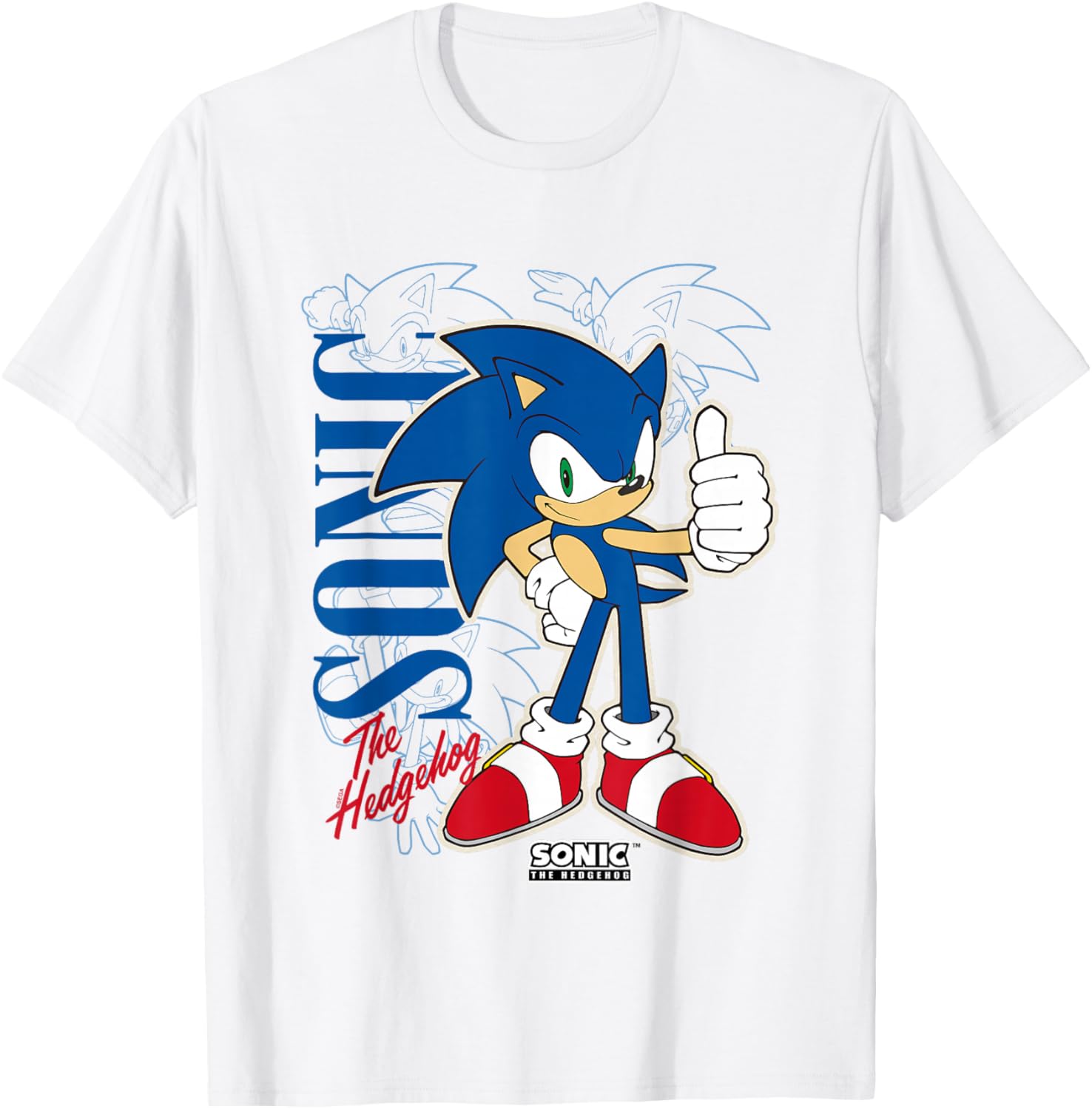 Sonic The Hedgehog Thumbs Up Retro Graphic T-Shirt for Fans - 4