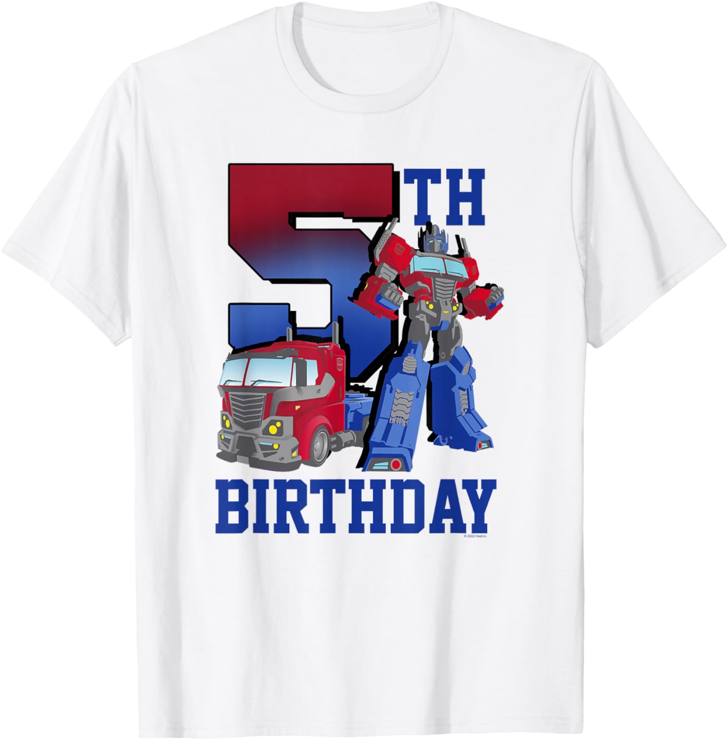 Transformers Optimus Prime 5th Birthday Gradient Poster T-Shirt for Kids - 1