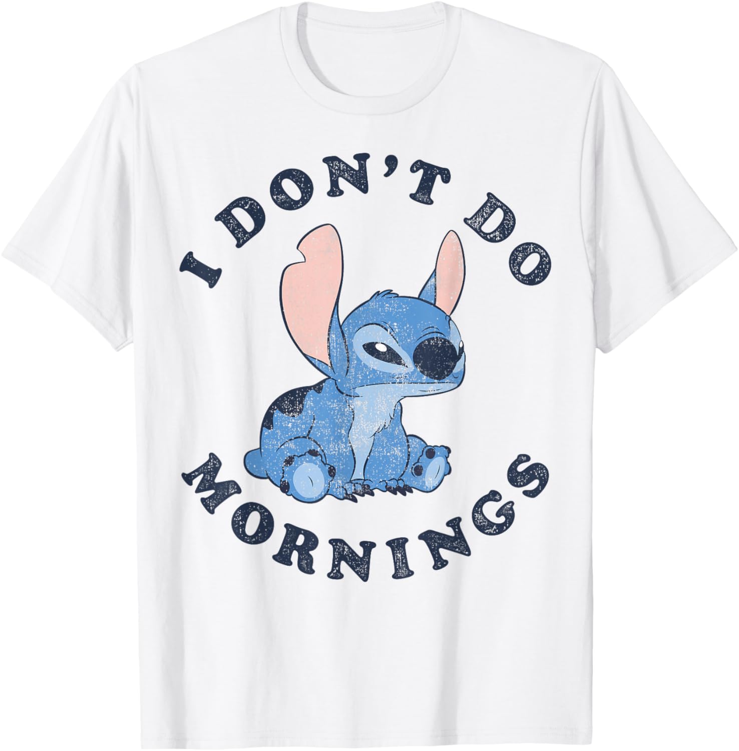 Disney Lilo & Stitch I Don't Do Mornings Distressed T-Shirt for Fans - 10
