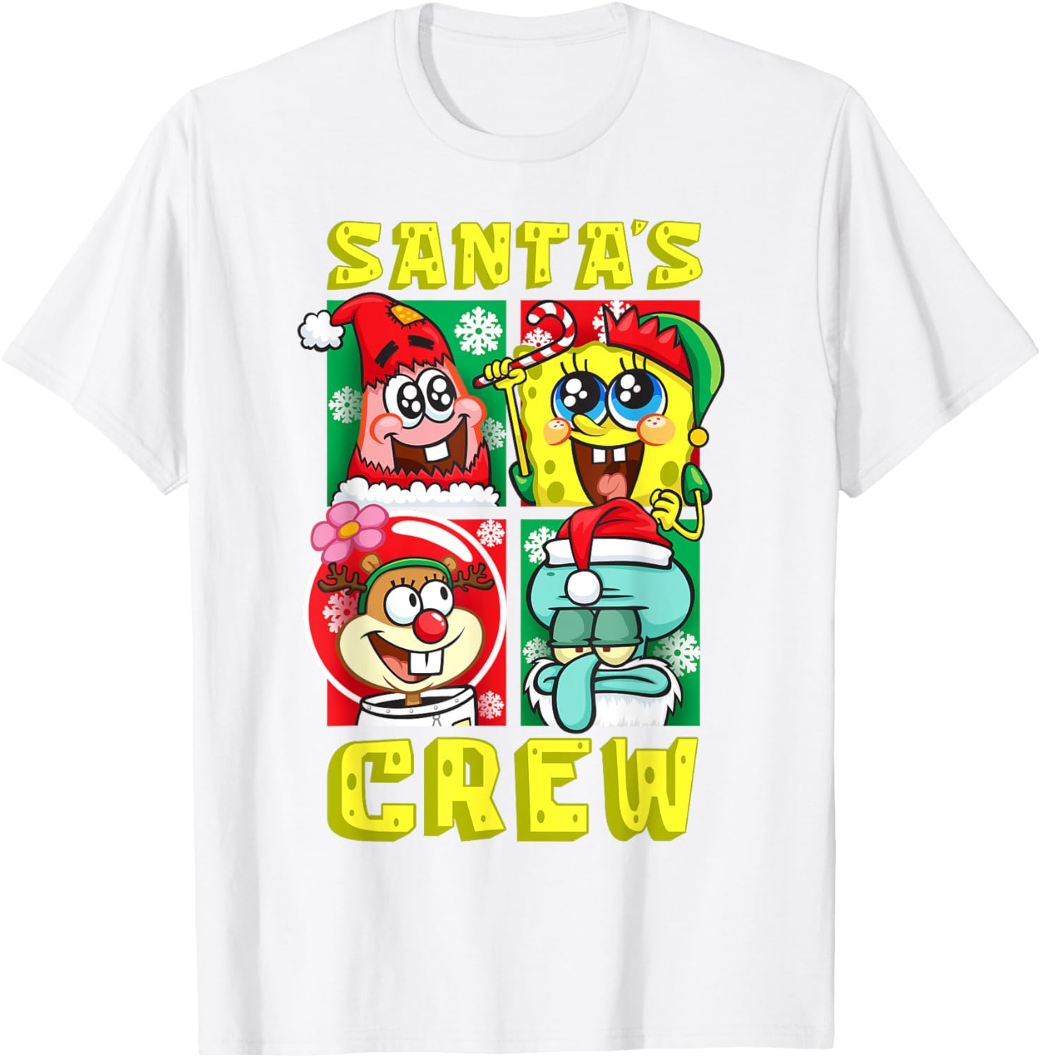 Mademark SpongeBob Christmas Crew Fun T-Shirt with Santa Patrick Sandy Squidward - 19