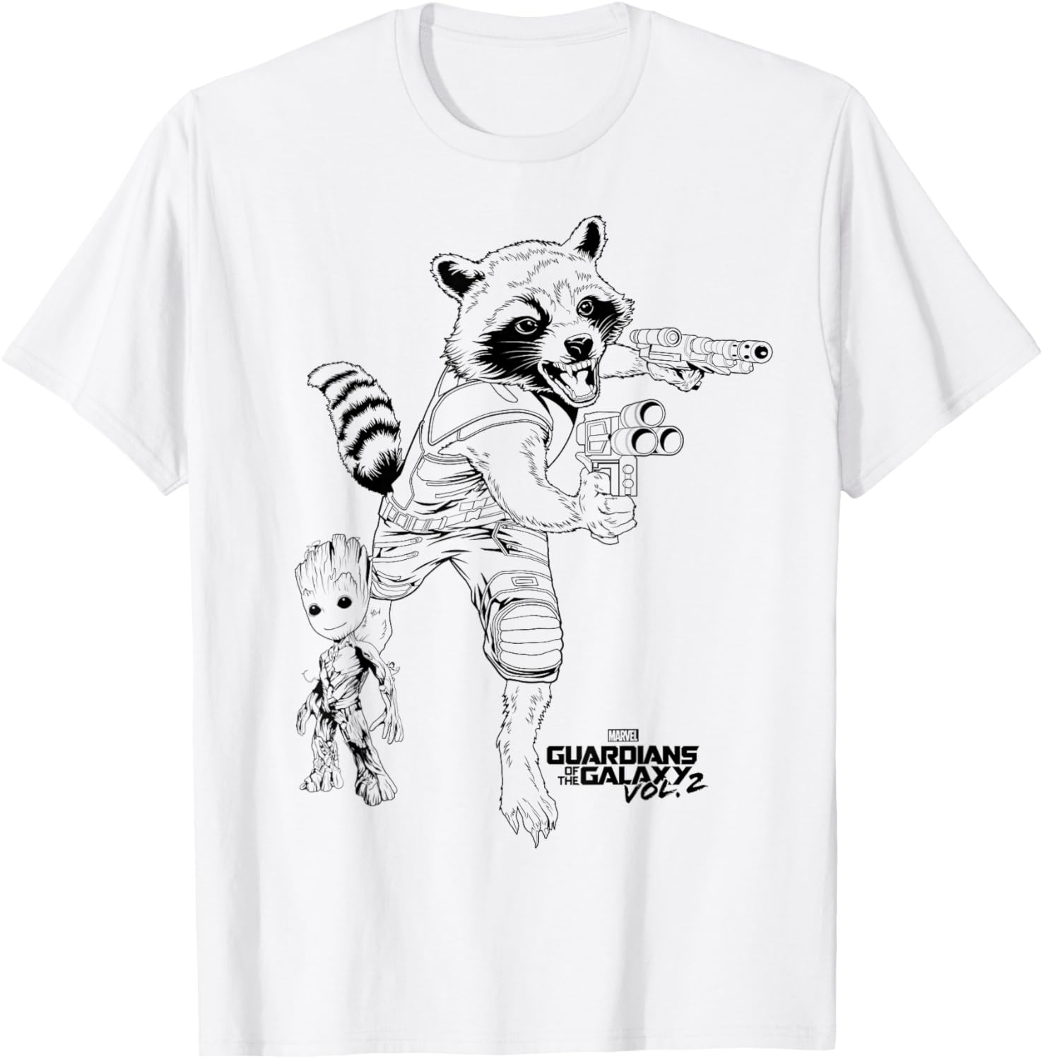Marvel Guardians of the Galaxy Vol 2 Rocket and Groot Sketch T-Shirt - 3