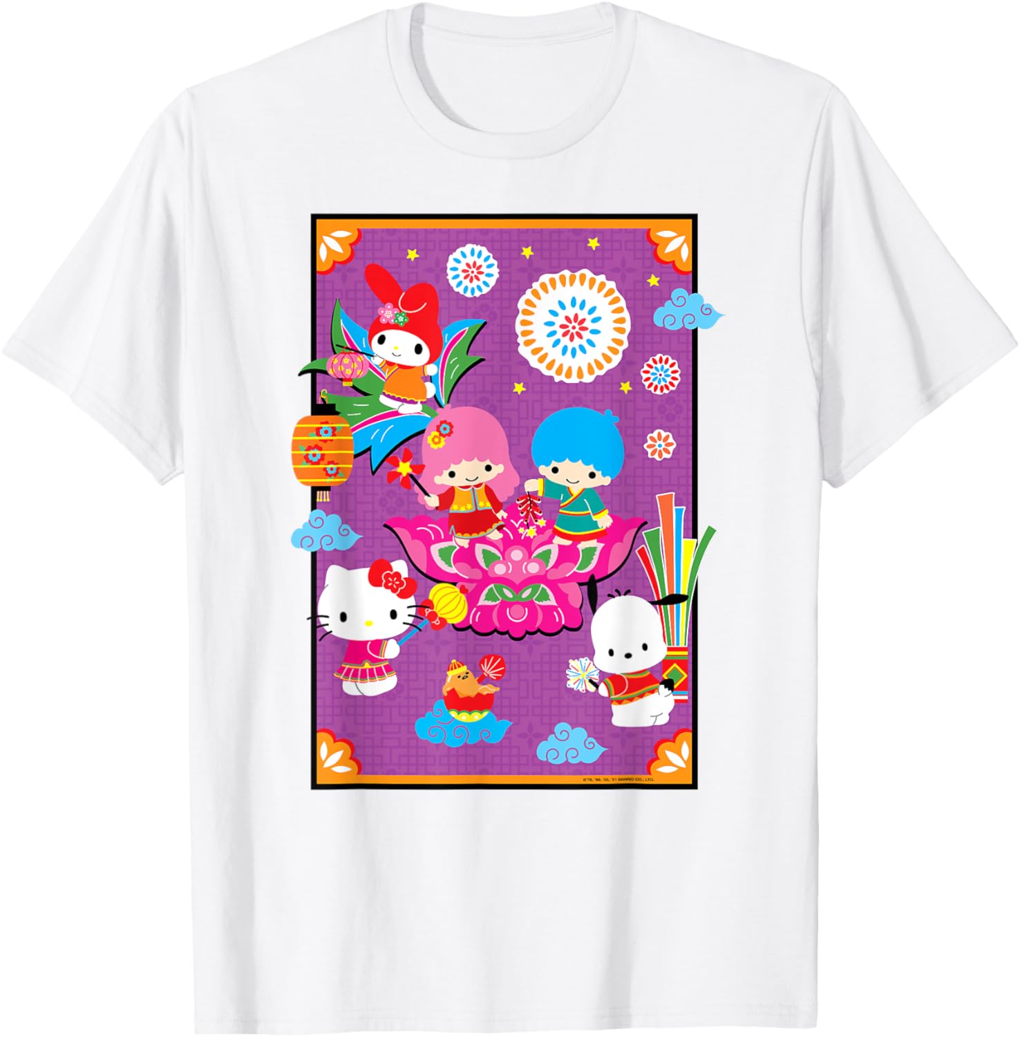 Hello Kitty & Friends Lunar New Year T-Shirt for Adults - Black, Small - 9