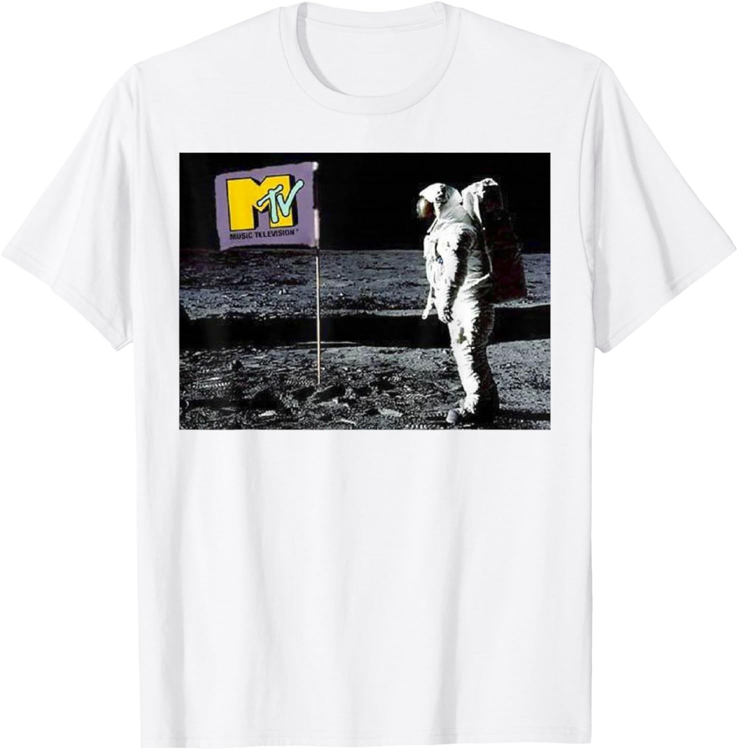MTV Man On The Moon Logo Graphic Tee Short Sleeve T-Shirt for Fans - 6