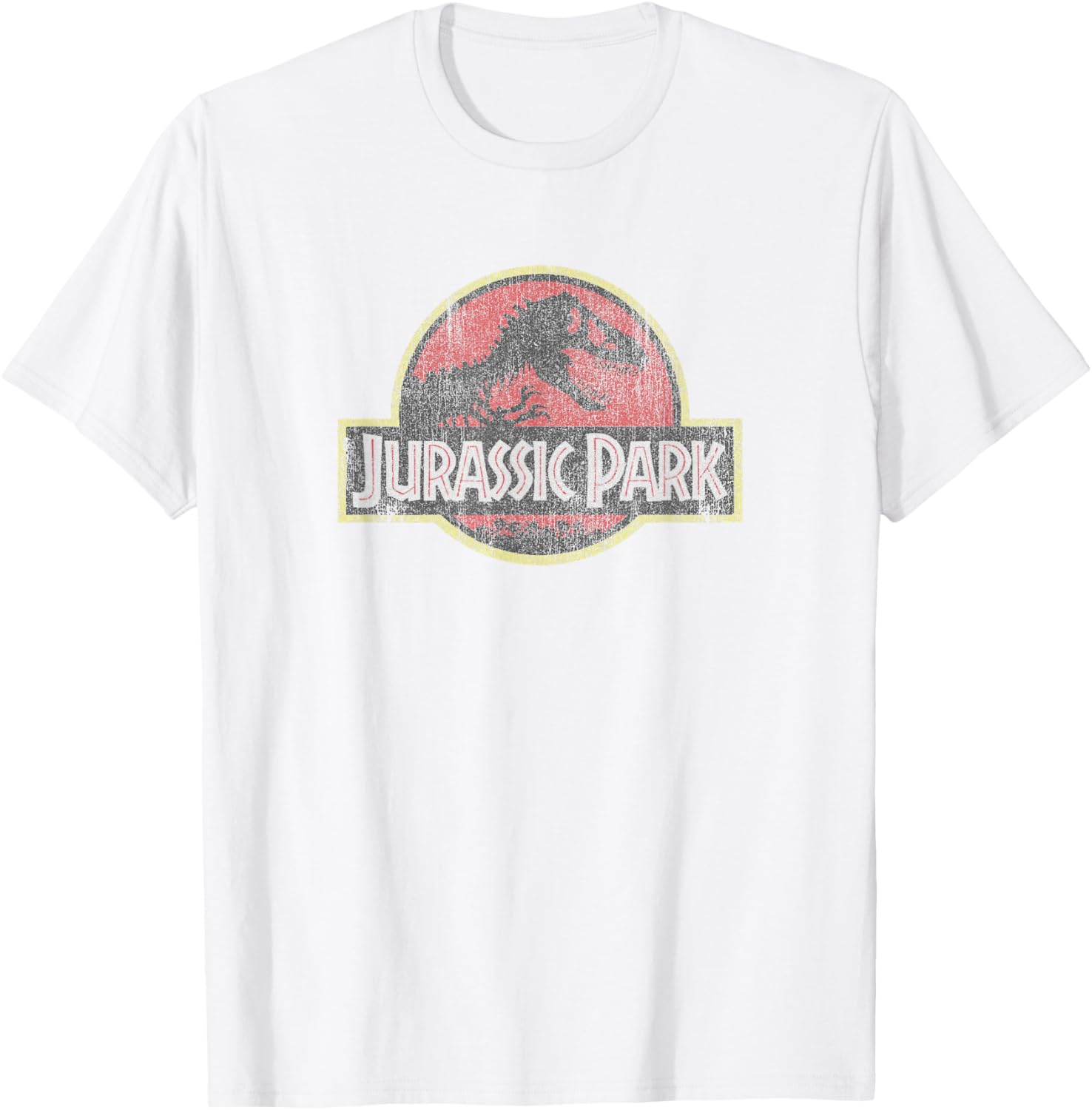 Classic Jurassic Park Retro Red Distressed Logo T-Shirt for Fans - 8