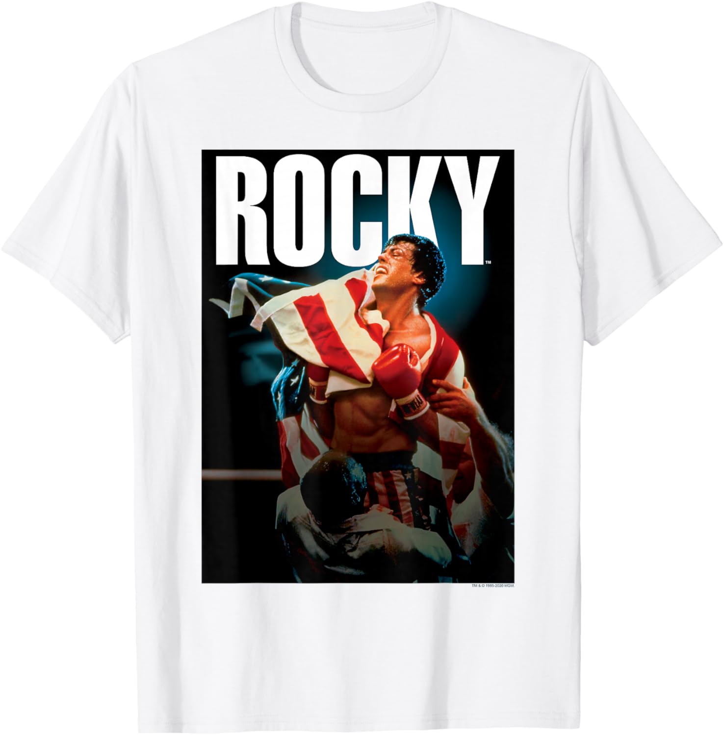 Rocky IV American Flag Portrait T-Shirt for Fans of Classic Movies - 10