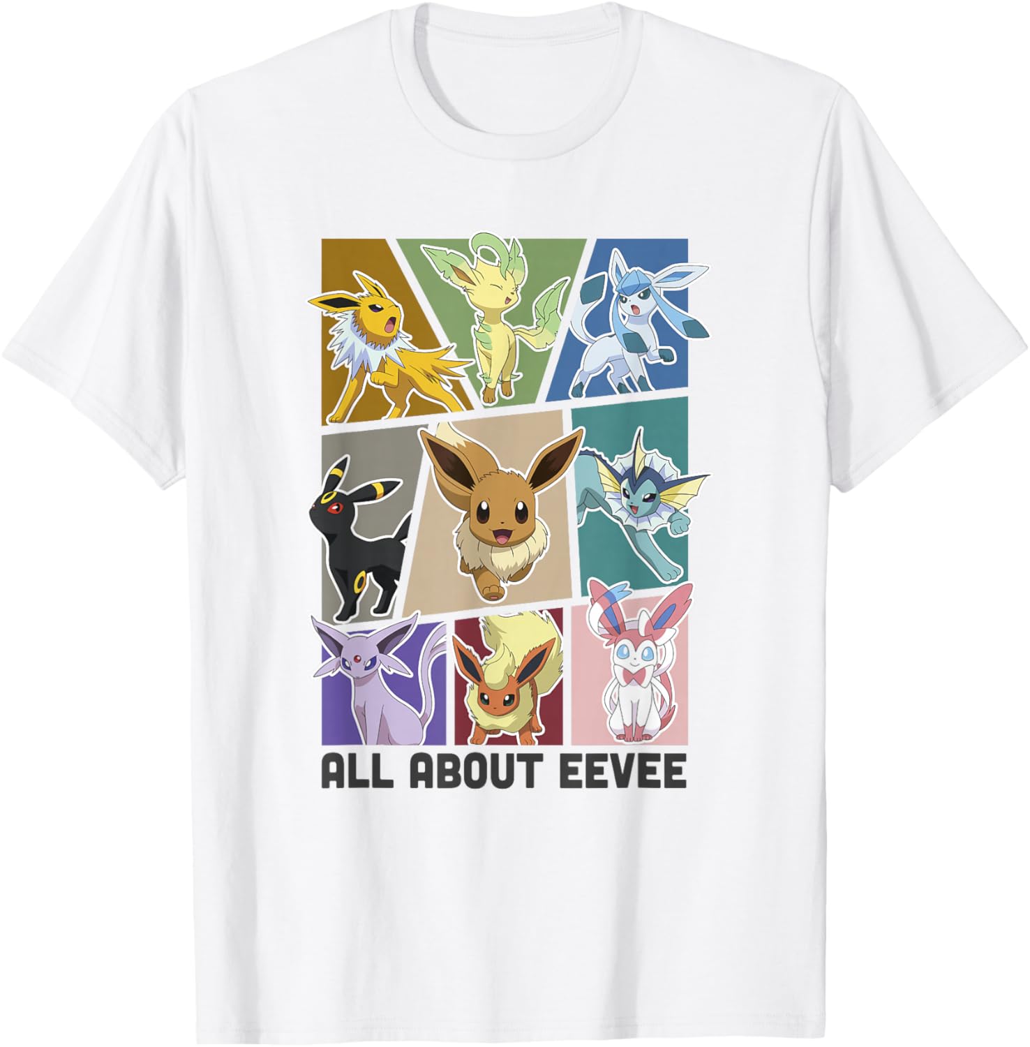 Pokémon Eevee Evolution T-Shirt featuring Jolteon Flareon Umbreon Sylveon - 1