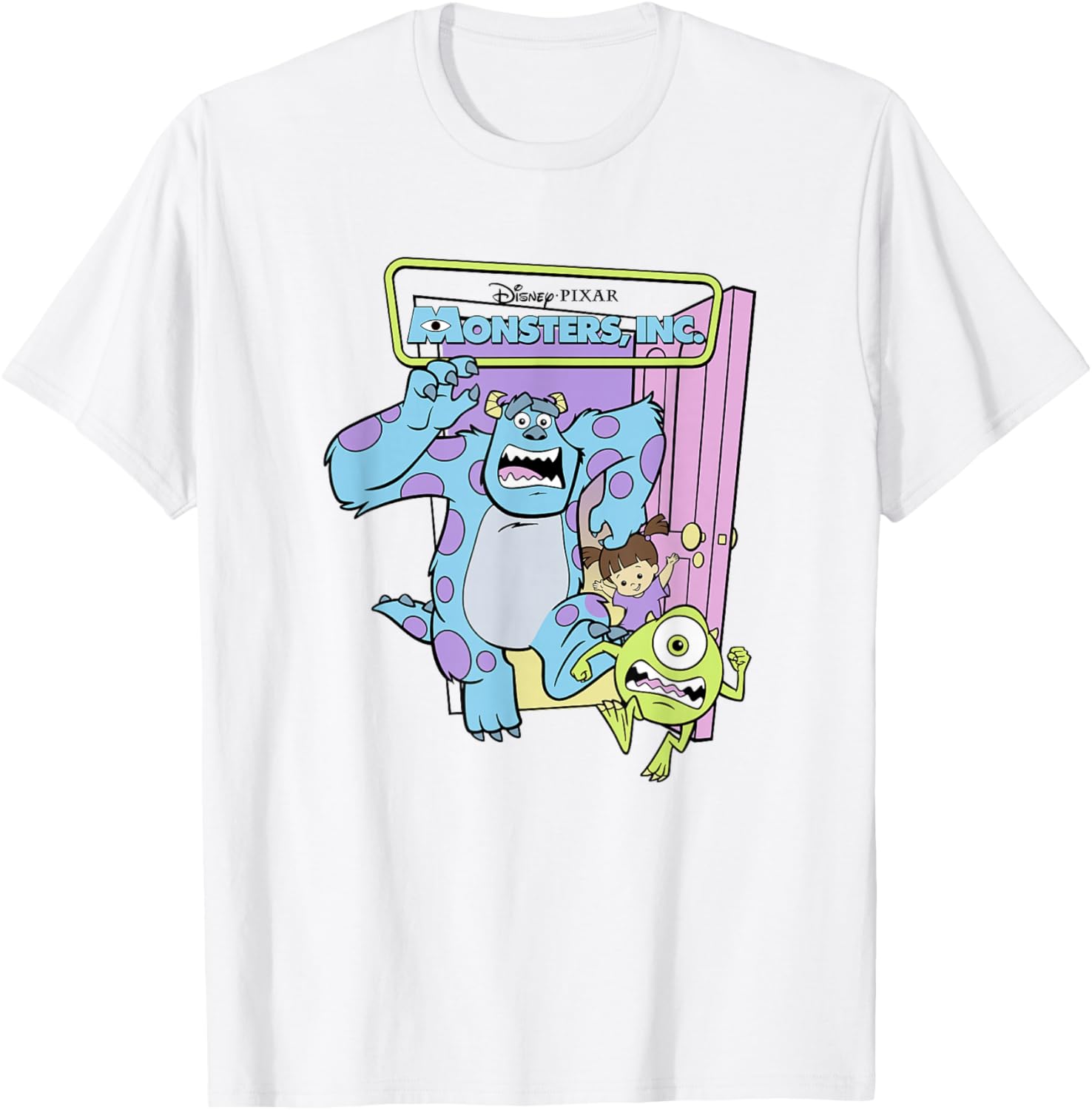 Monsters Inc Sulley Mike Boo Trio Logo T-Shirt for Fans and Collectors - 7