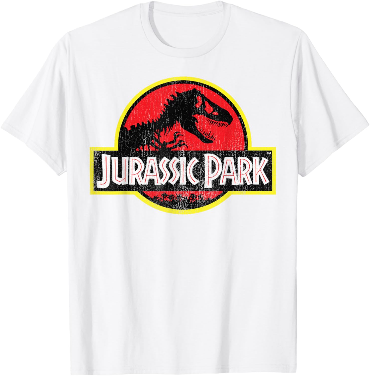 Jurassic Park Vintage Distressed Logo T-Shirt Classic Fit Black Tee - 6