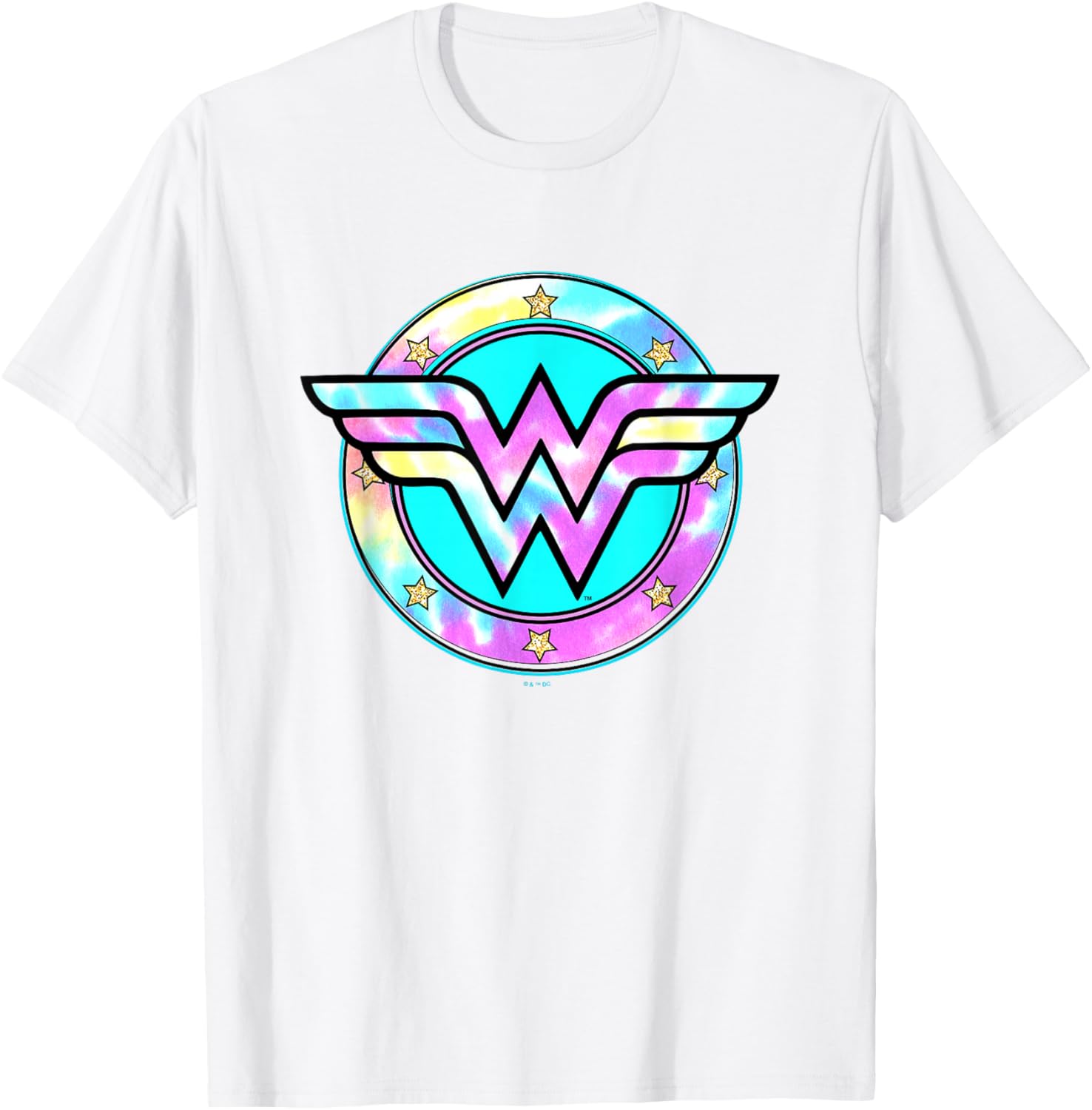 Wonder Woman Rainbow Tie-Dye Superhero Badge T-Shirt for Fans - 1