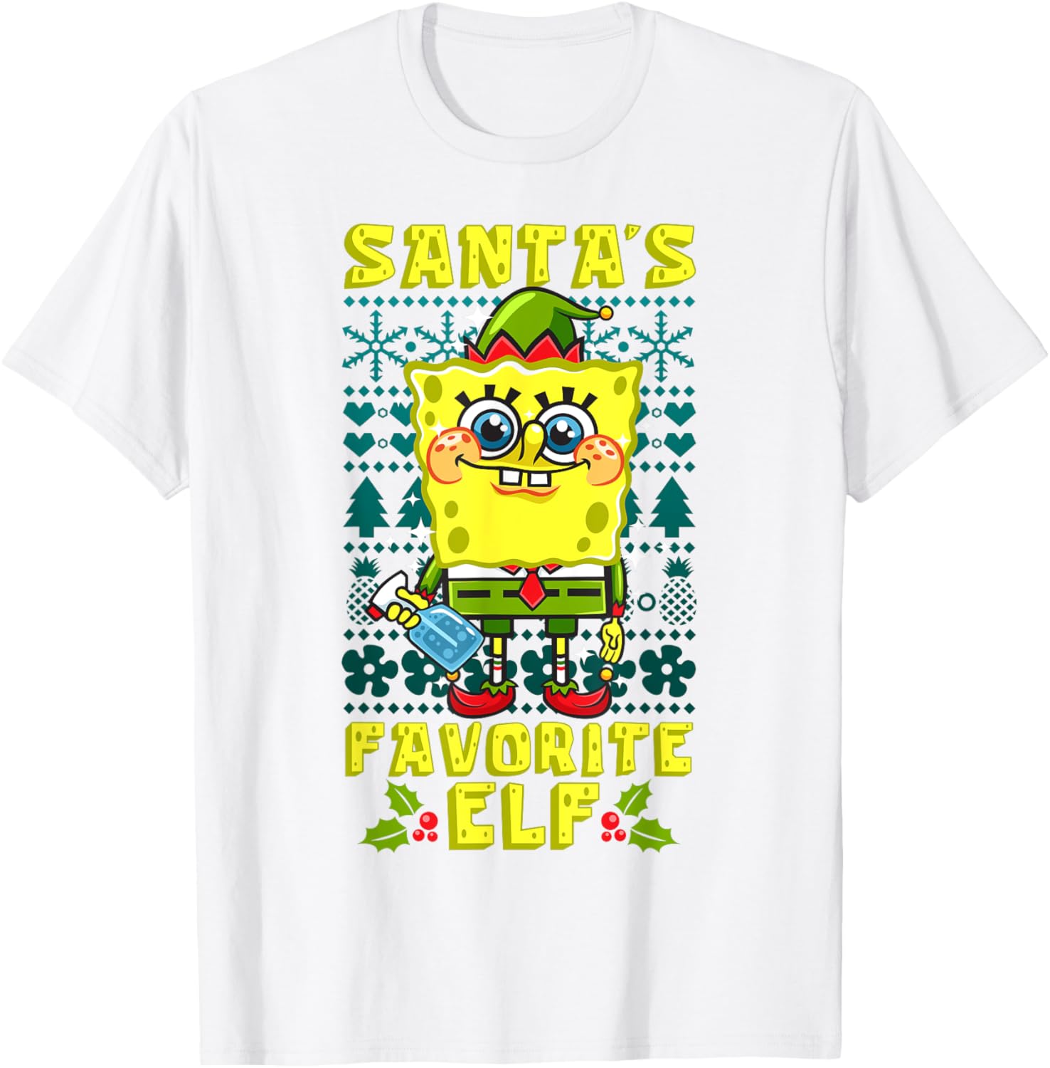 Mademark SpongeBob SquarePants Xmas Elf Matching T-Shirt for Holiday Cheer - 2