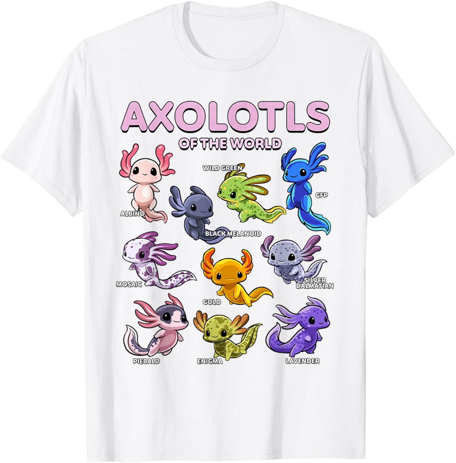 Kawaii Axolotl T-Shirt for Animal Lovers | Cute Axolotls of the World - 9