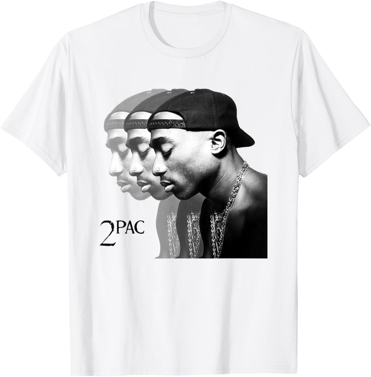 Tupac Shakur Unisex Repeat T-Shirt in Blue, Short Sleeve Cotton Blend - 2