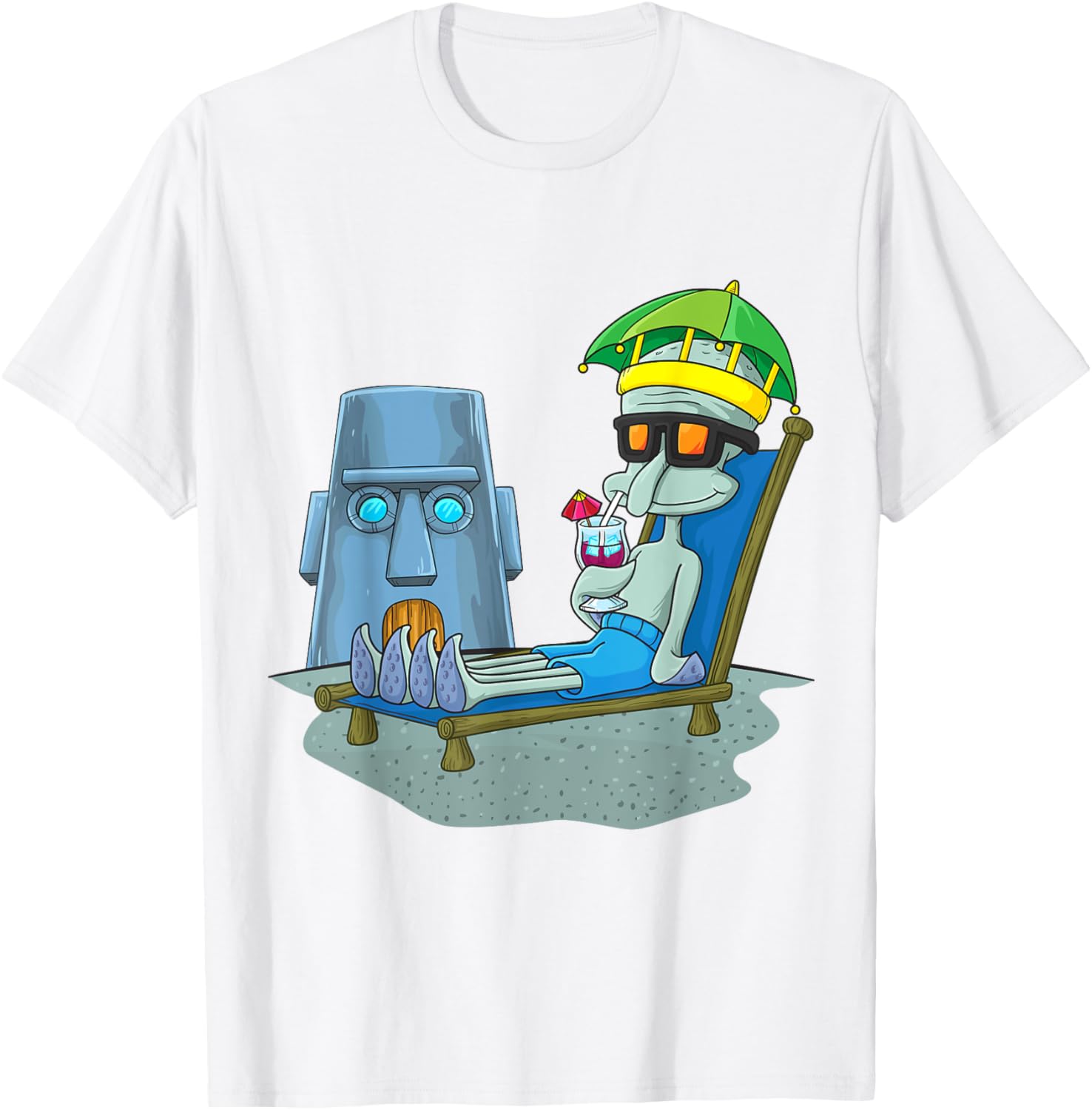 Mademark x SpongeBob SquarePants Squidward Sunbathing T-Shirt for Fans - 2